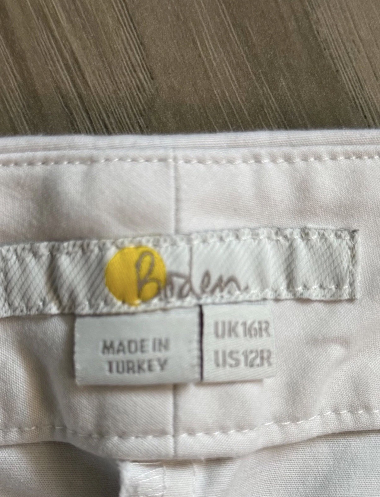 Boden Trousers Womens Size 12R Cream Cropped Ankle Stretch Straight Fit