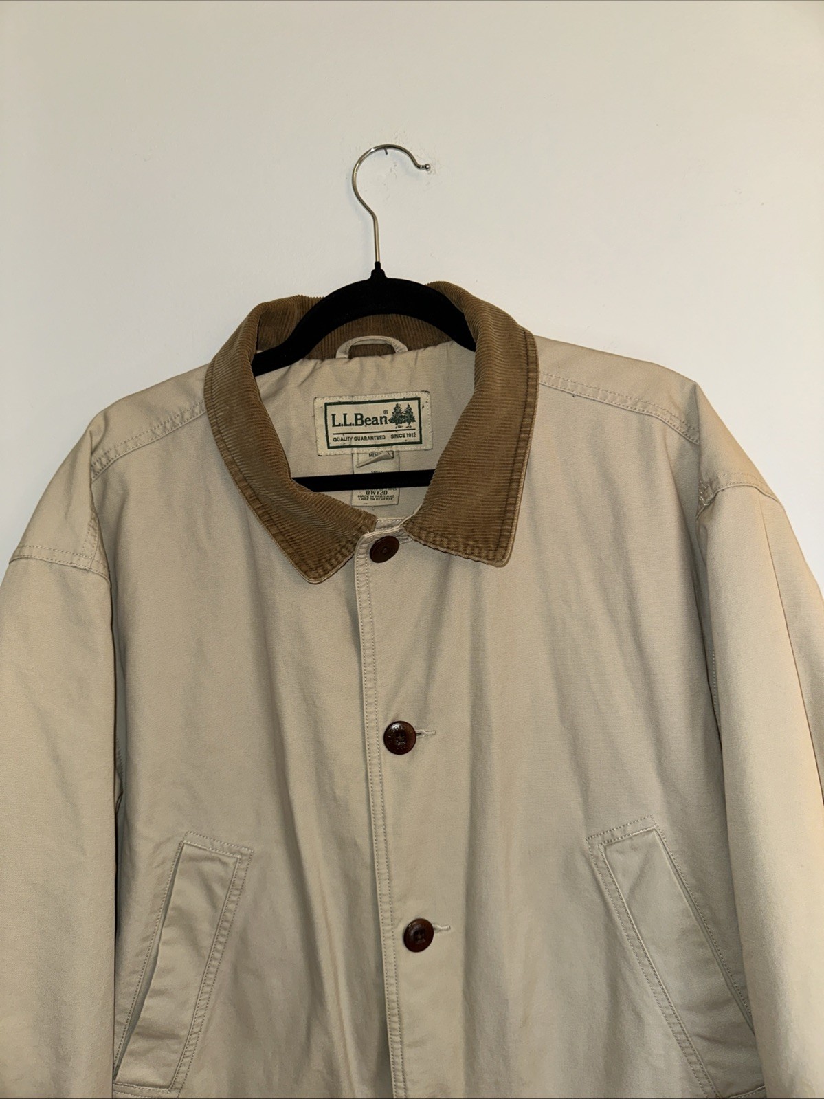 LL Bean Barn Chore Jacket 0WY20 Beige TanCoat Thinsulate Quilted Lining Mens XL