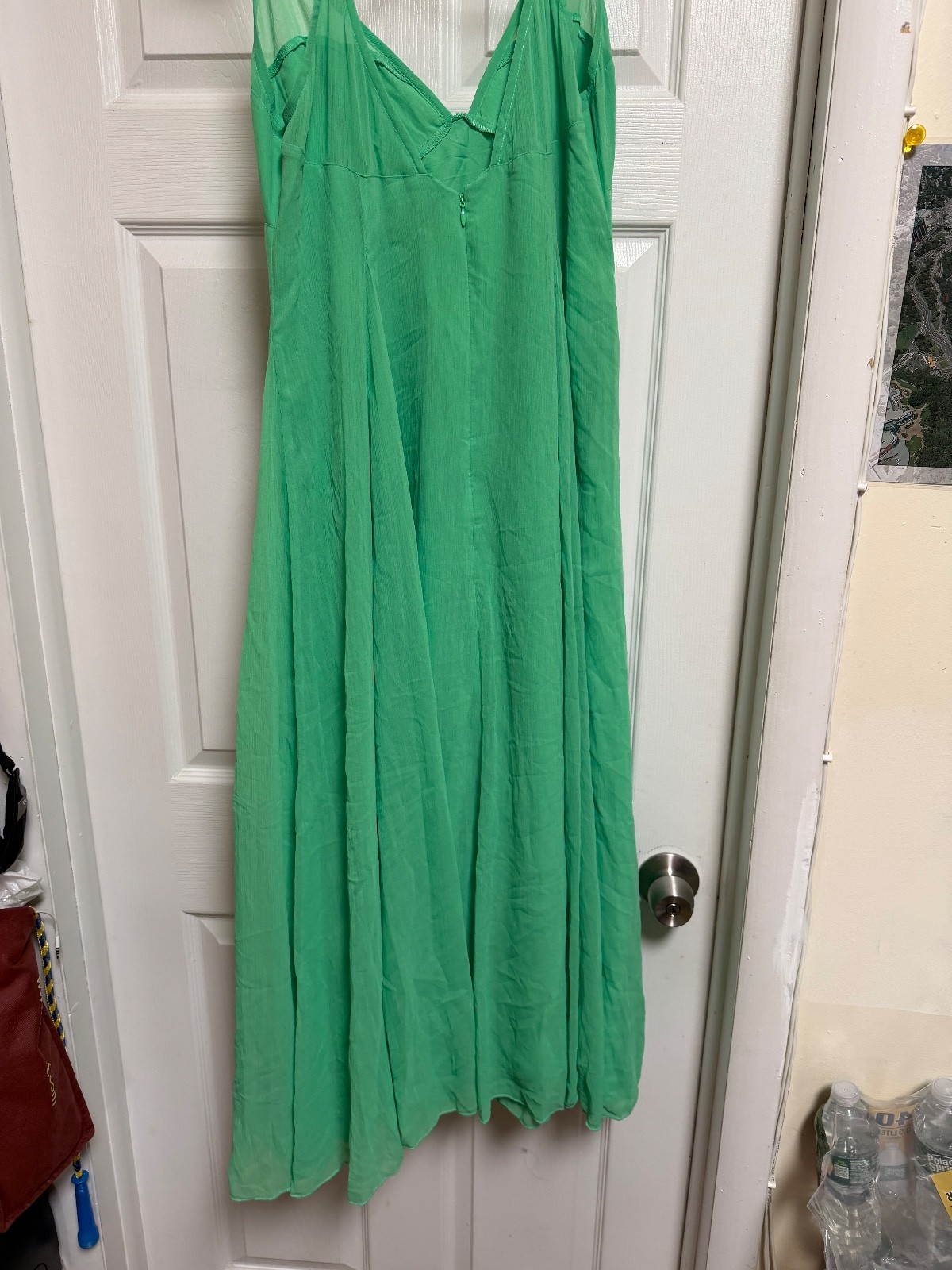 ASOS DESIGN cami strappy midi skater dress with godet bright green Size 12 NWT