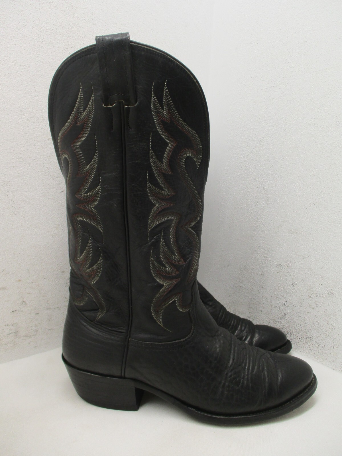 Nocona Black Bullhide Leather Cowboy Boots Mens Size 8.5 D Style N820 USA