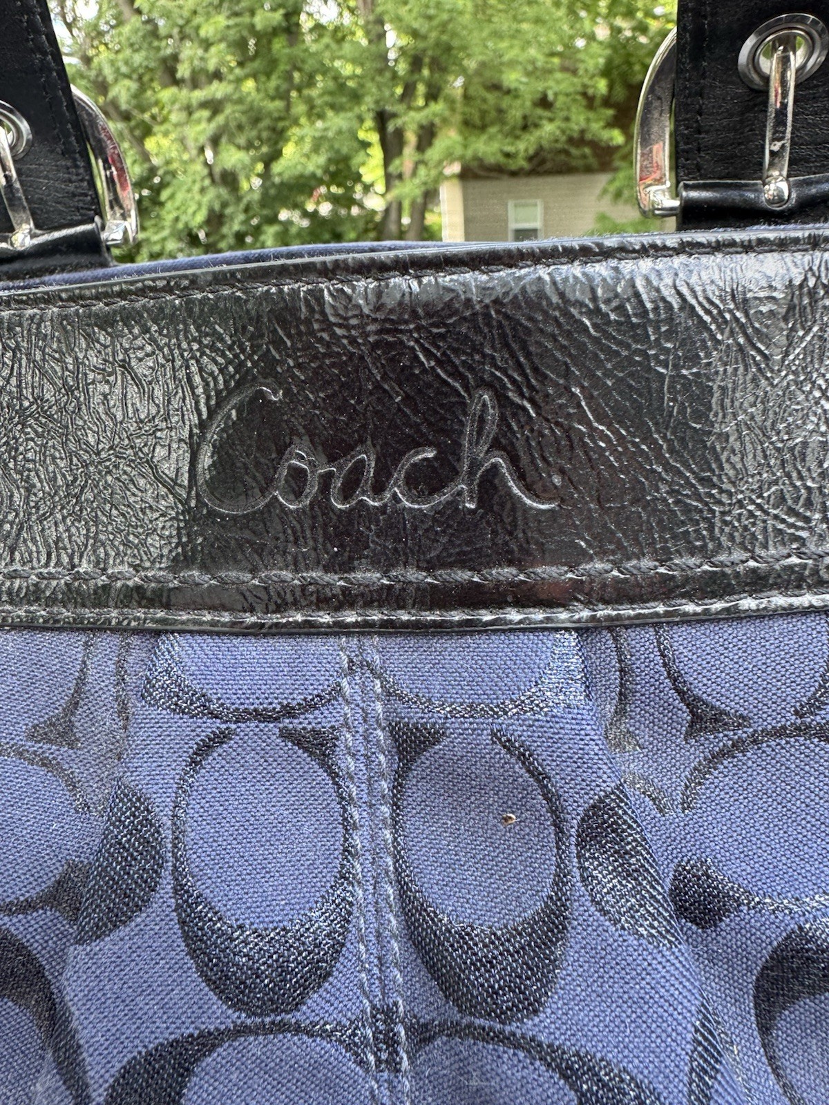 Coach Vintage Large Blue & Black Signature Logo Shoulder Bag – Classic.