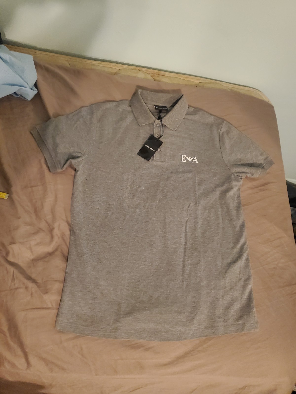 Emporio Armani Mens Medium Gray Short Sleeve Polo