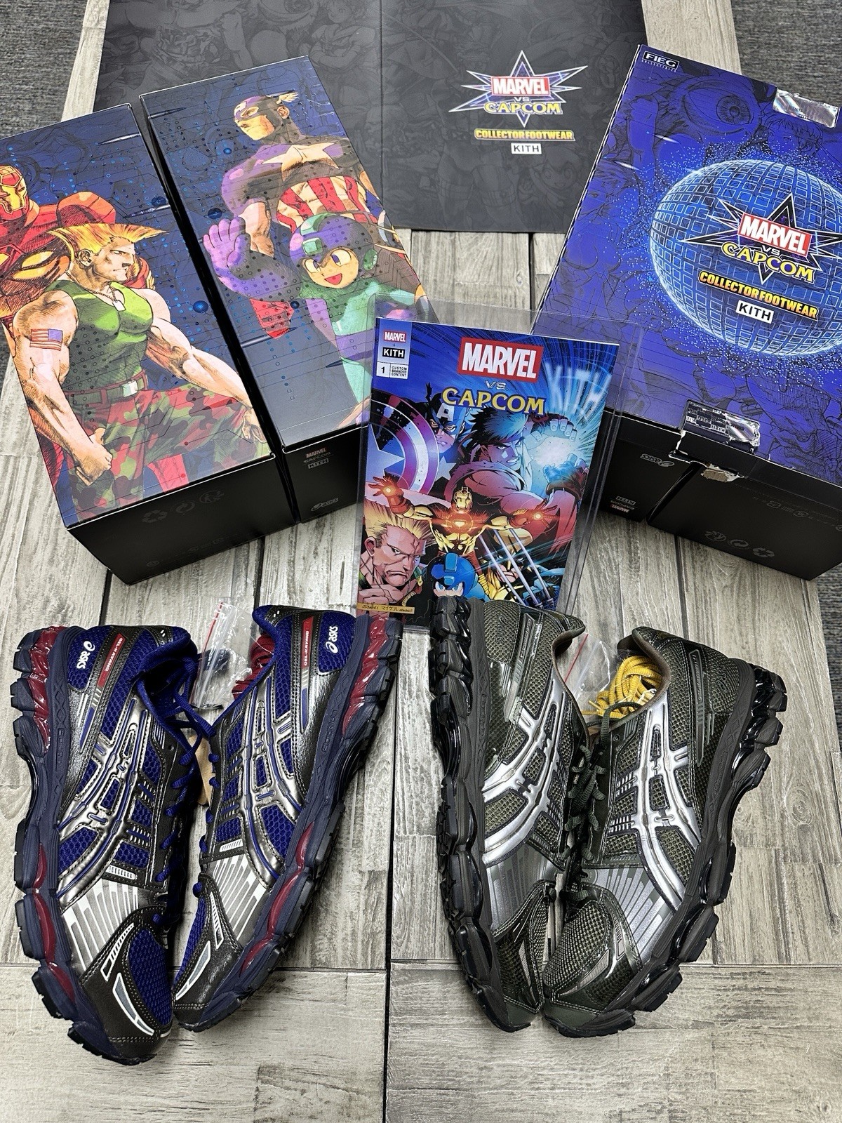 Size 11 -Marvel vs. Capcom Kith x ASICS Gel Kayano 12.1 Capatin America Vs Guile