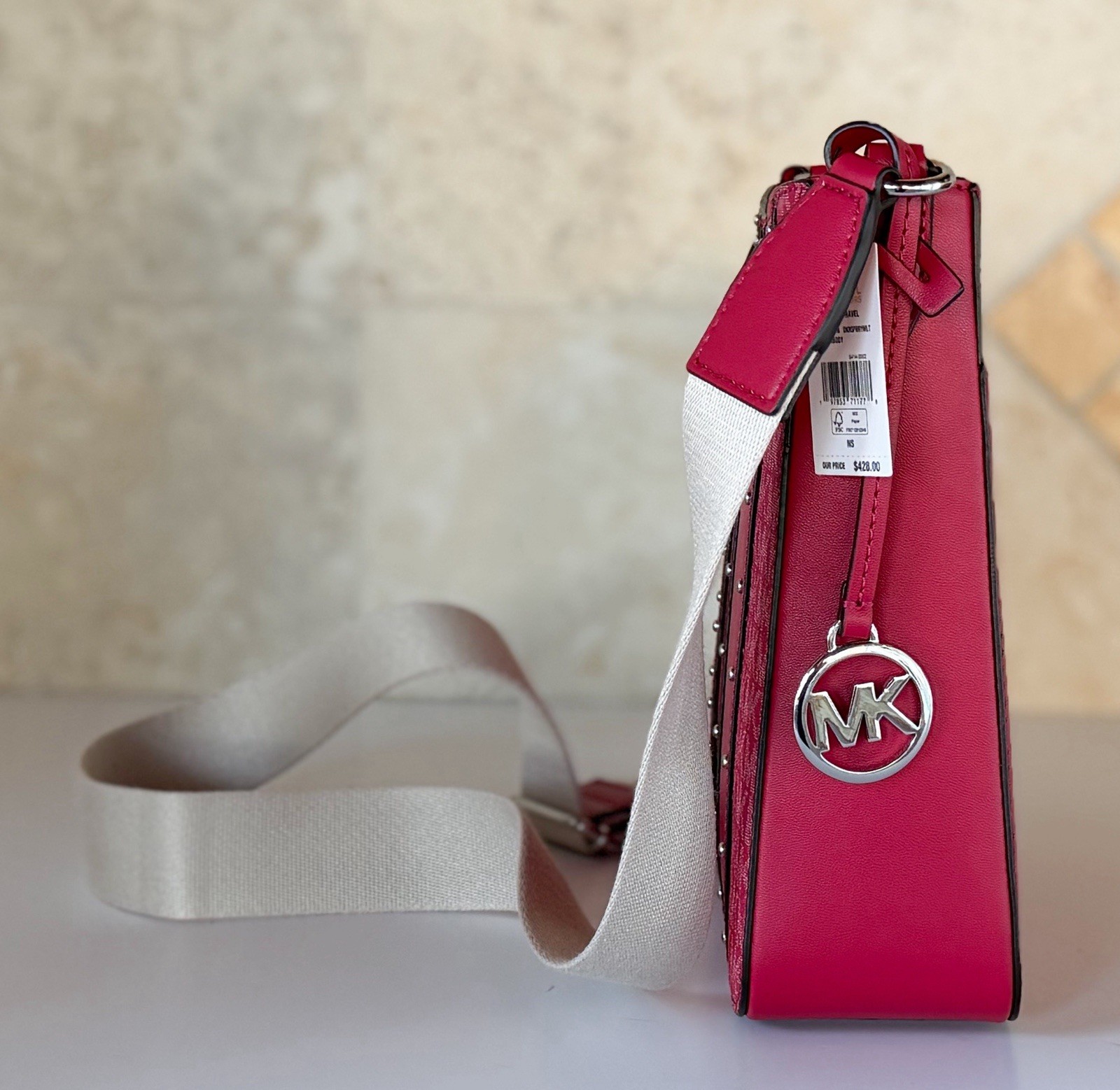 Michael Kors Jet Set Travel SM Shoulder Crossbody Bag MK Dark Raspberry Multi