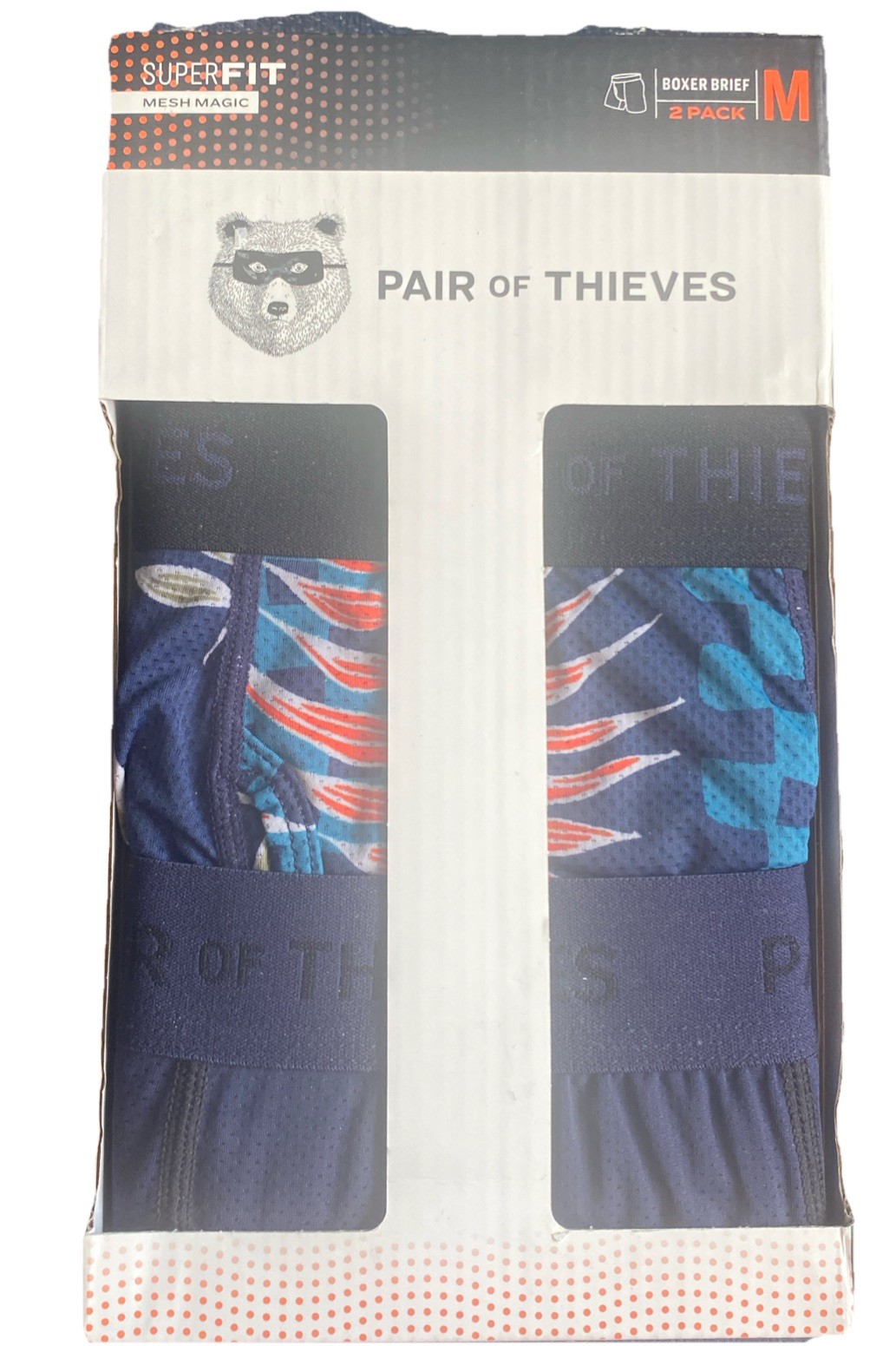 2 Pack Pair Of Thieves Men’s SuperFit Boxer Briefs, Navy, MEDIUM