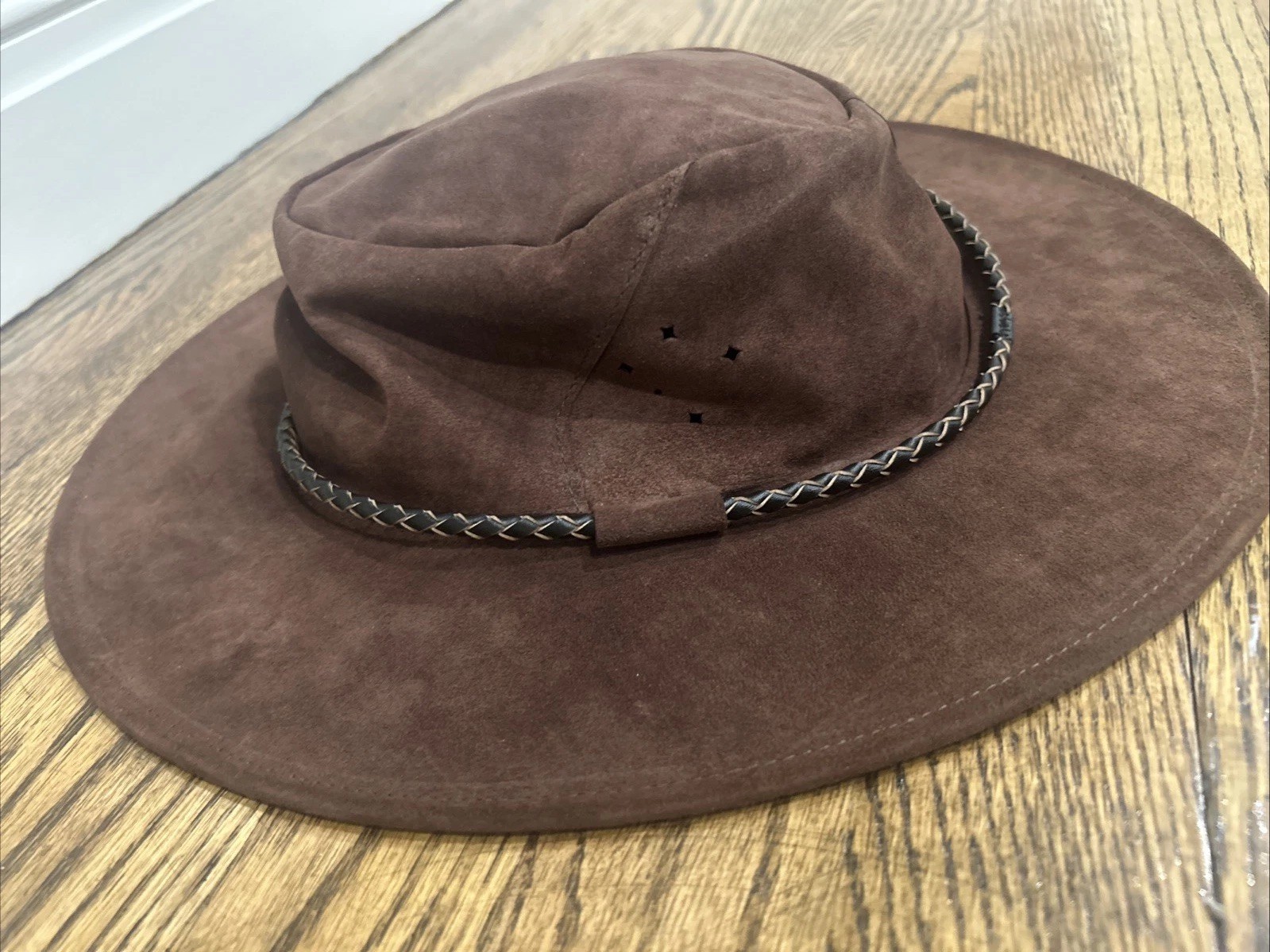 Kakadu Australian Made Genuine Kangaroo Leather Outback Hat Sz Large Brown NEW