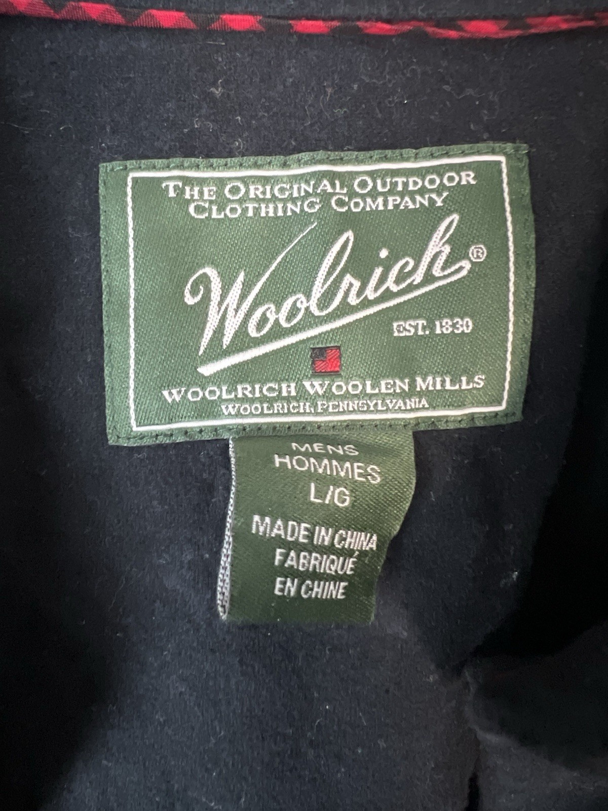 Woolrich Men’s Large Outdoor Jacket Shirt Shacket Work Chamois Expedition Black