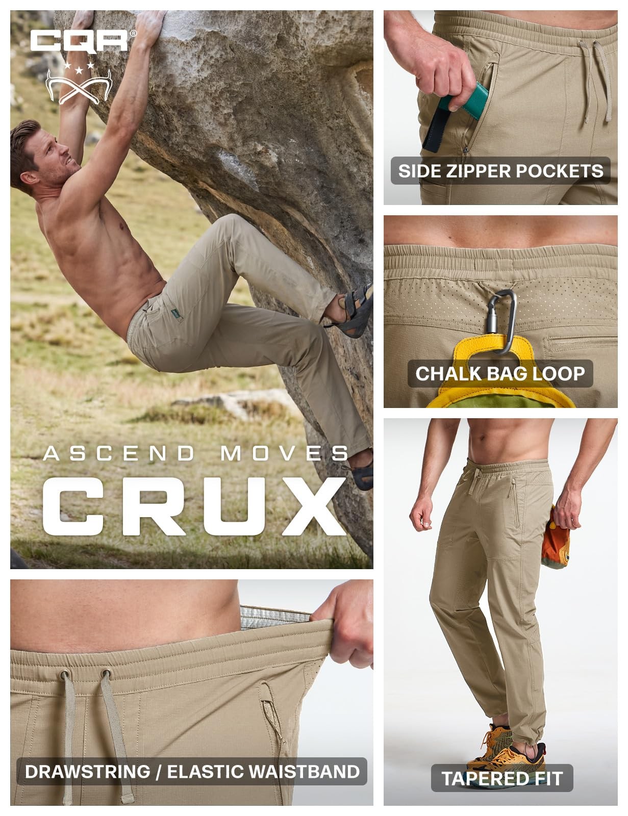 Men’s Lightweight Vent Hiking Pants, Water-Resistant & Breathable Sports Outd…