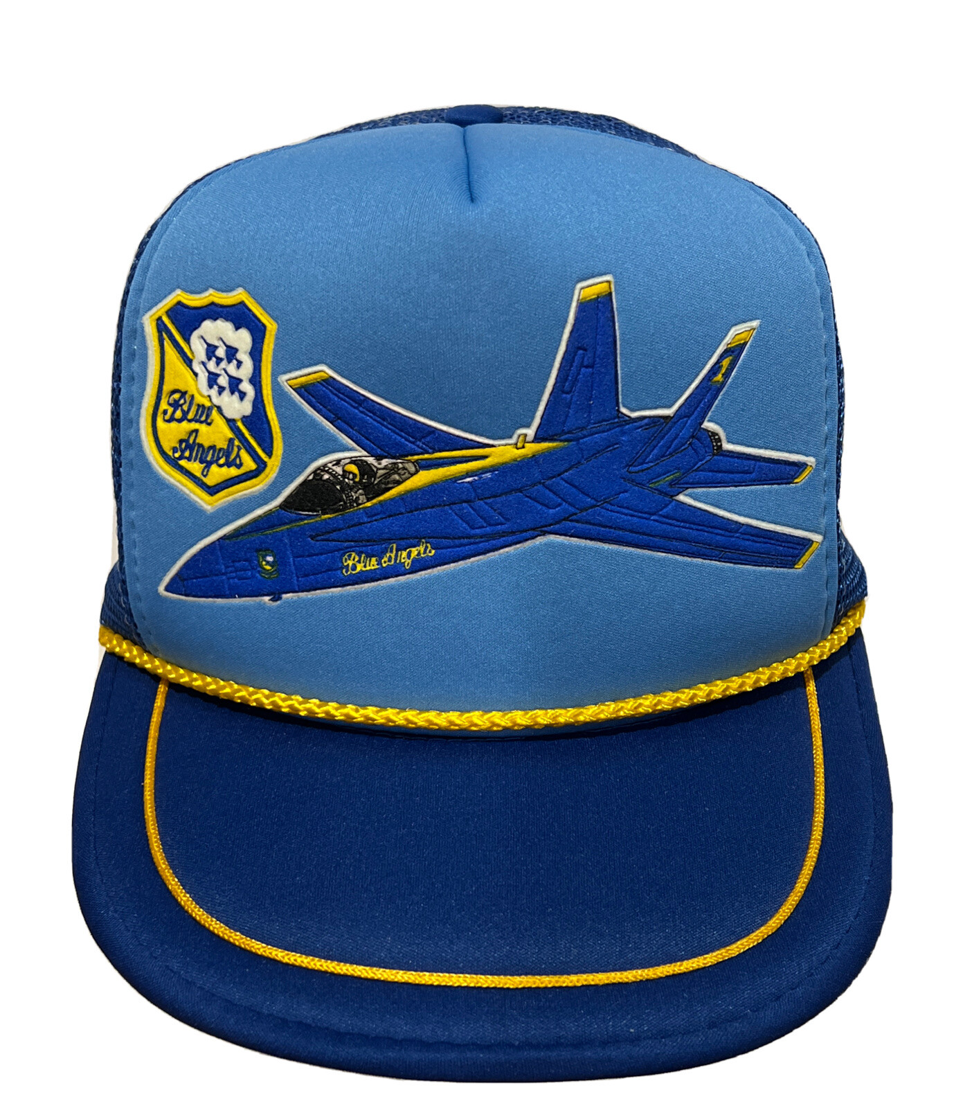 Vintage Airshow Boeing F-18 Super Hornet Blue Angles Mesh Snapback Trucker Hat
