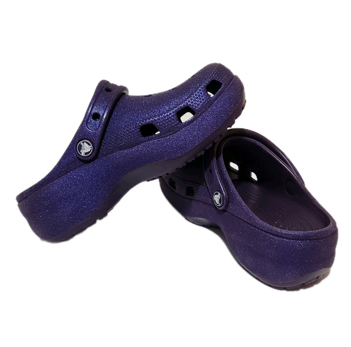 Limited Edition Crocks Women’s Glitter Clogs Platform Size 6 Dark Iris Y2K E01