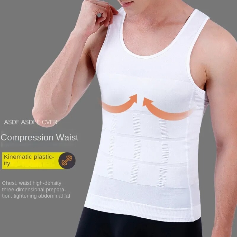 Men Gynecomastia Compression Undershirt Body Shaper Slimming Belly Vest Tank Top