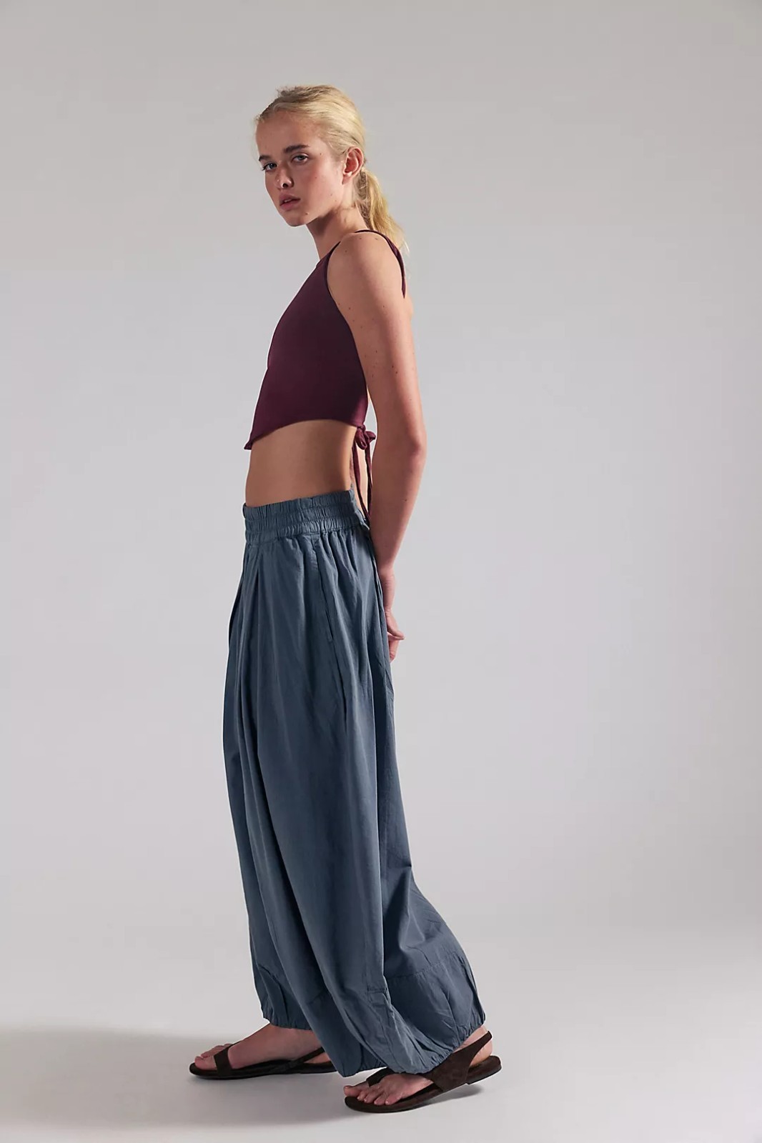 Free People Moonflower Pull-On Balloon Pants Womens Steel Grey XL NWT $98