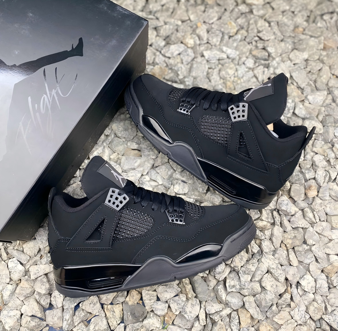 Jordan 4 “Black Cat”Retro Men’s Black Basketball Shoes Mid-Top