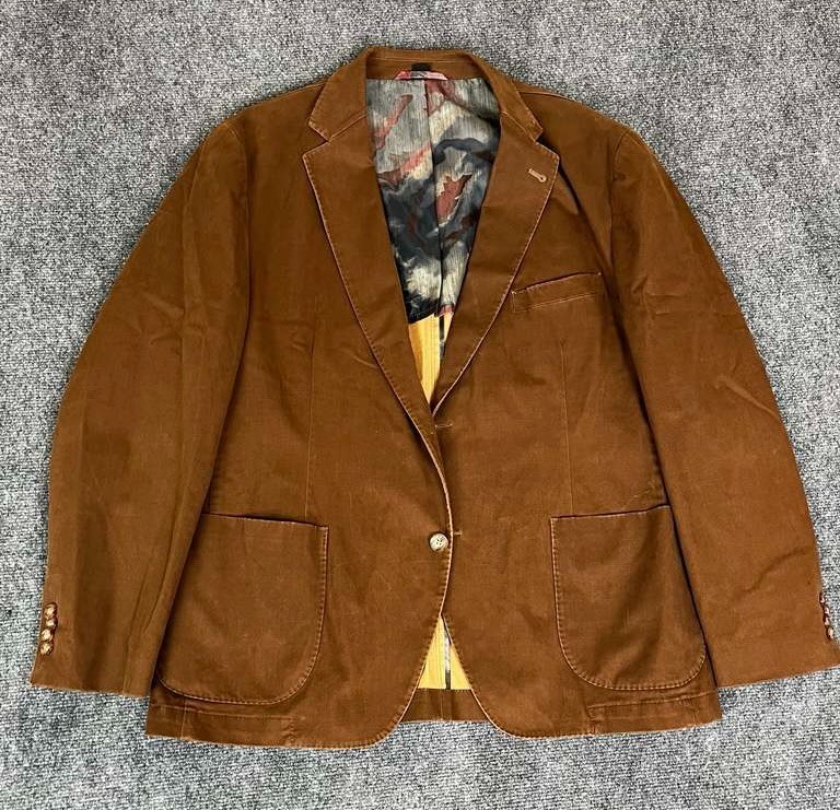 Kroon Bono Mens Sport Coat Jacket Blazer Size 44R Brown Cotton Usher Wash Casual
