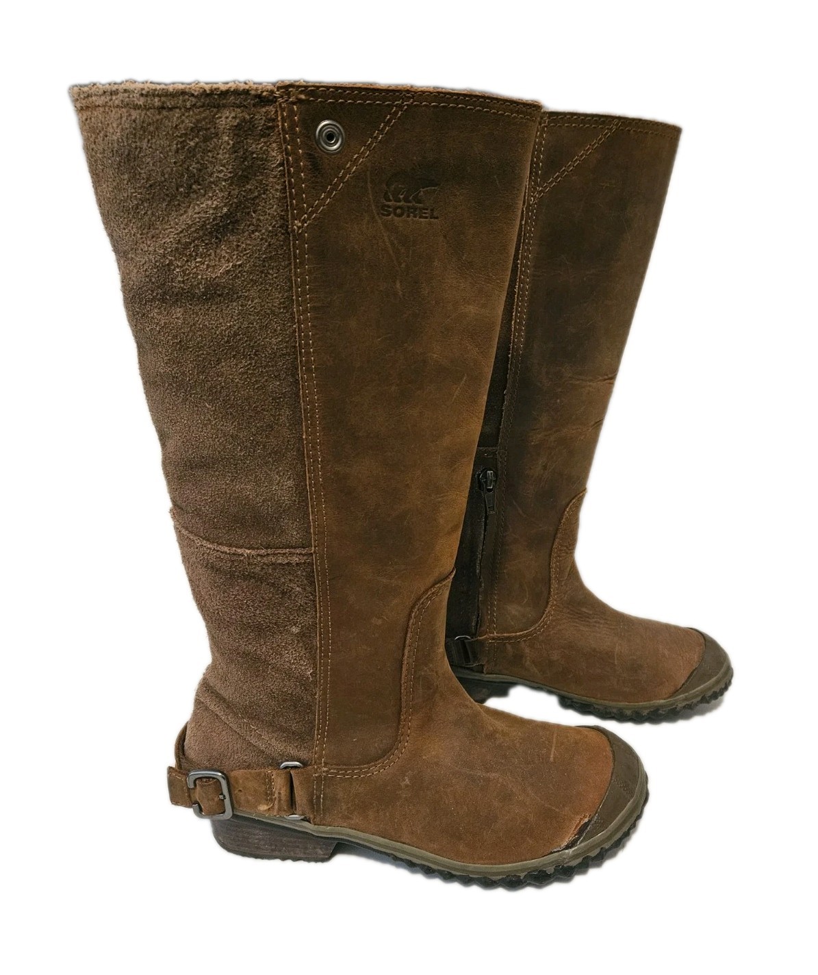 Sorel Slimboot Oiled Leather Suede Tall Riding Boots Sz 7.5 *read