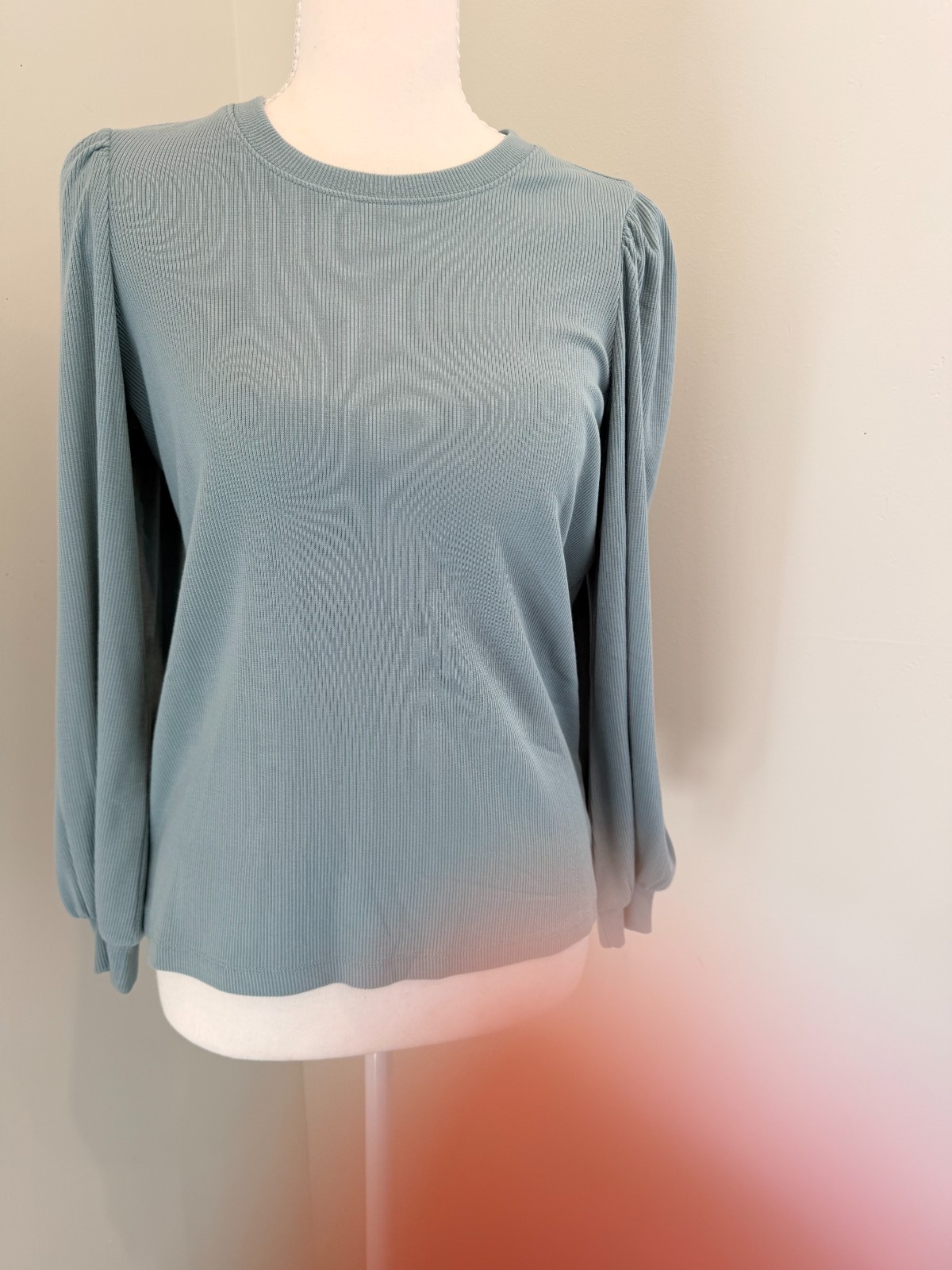 Marine Layer Women’s Lexi Ribbed Puff Sleeve Top Sz S Slate Blue