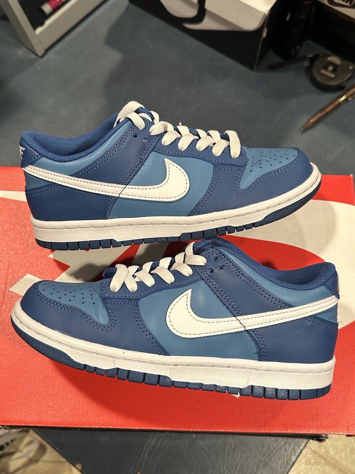 Size 4Y – Nike Dunk Low GS Dark Marine Blue White DH9765-400