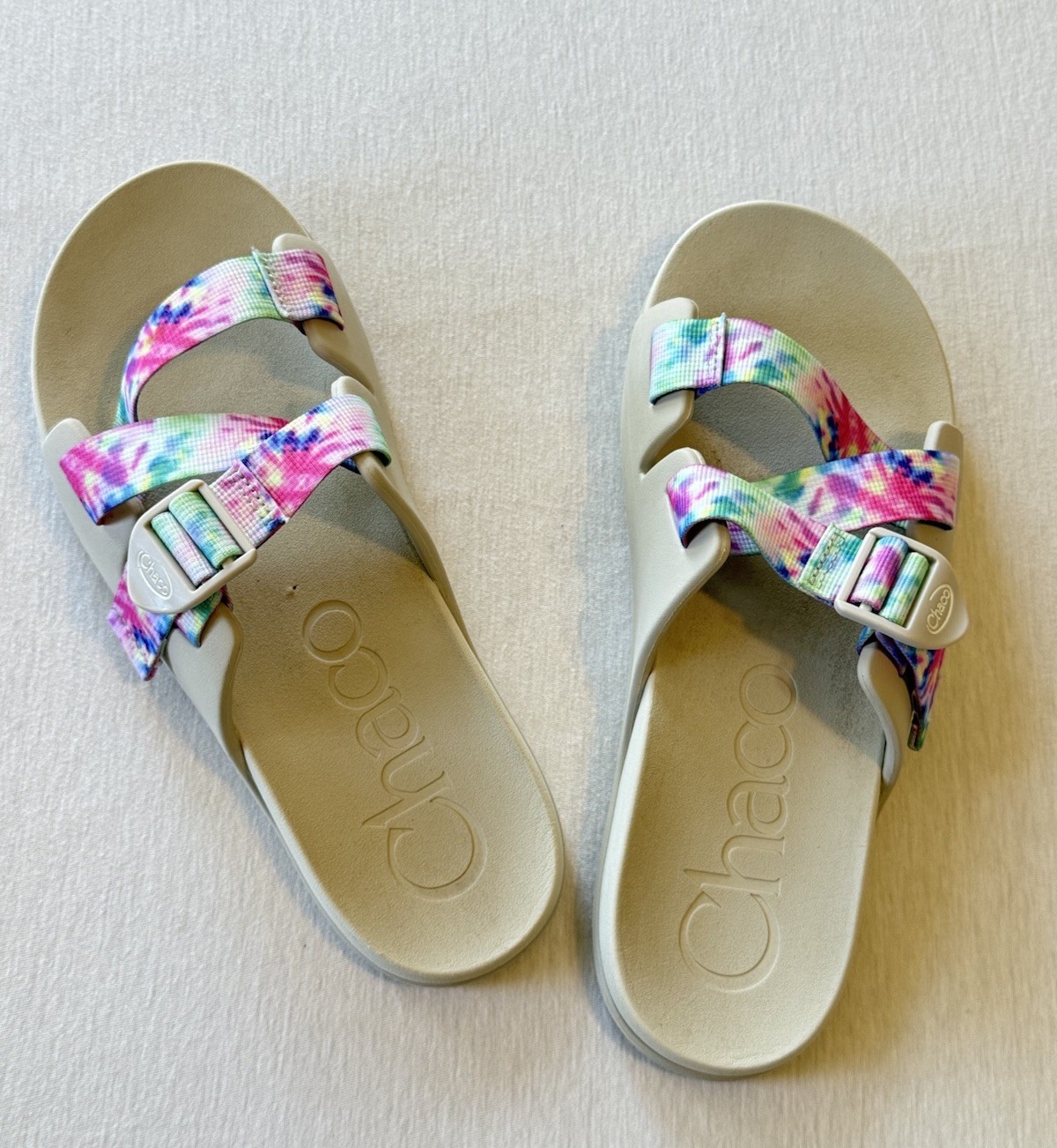 CHACO Chillos Slide Tie Dye Sandals, Adjustable Strap, Women’s Size US 11