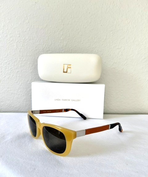 The Row x Linda Farrow Sunglasses Gold Acetate with Terracott Leather Sunglasses