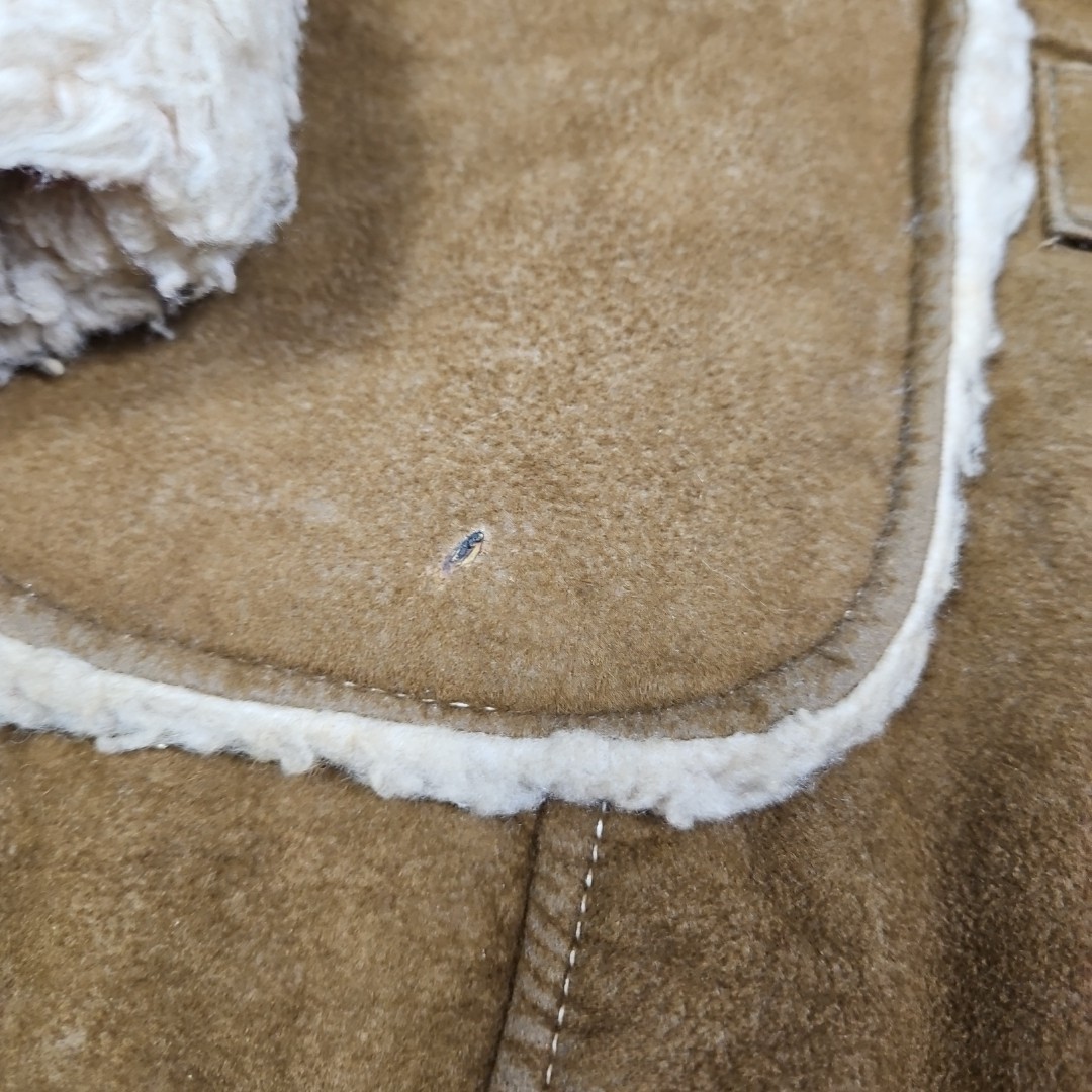 Vtg Curly Top Sheepskin Style Shearling 4 Pocket Lined Clasp Jacket Size 7/8