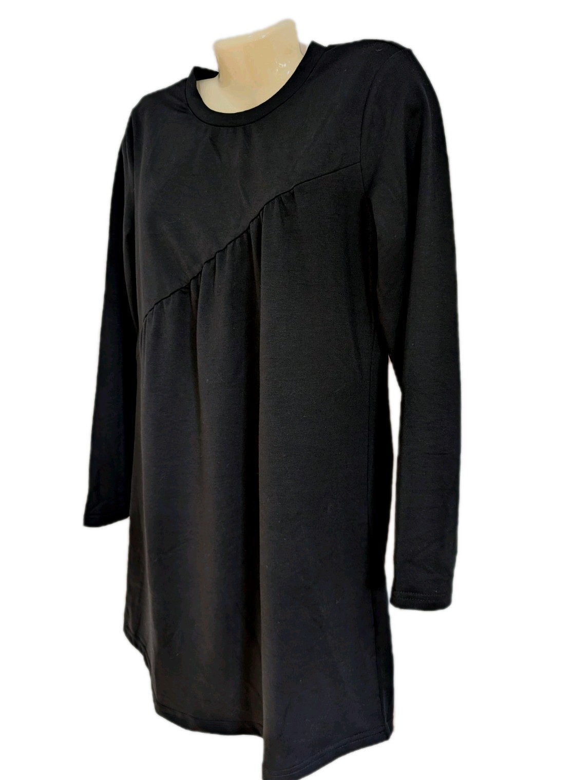 Pretty Garden Brand Womens Black Long Sleeve Diagonal Seam casual Mini Dress Sm