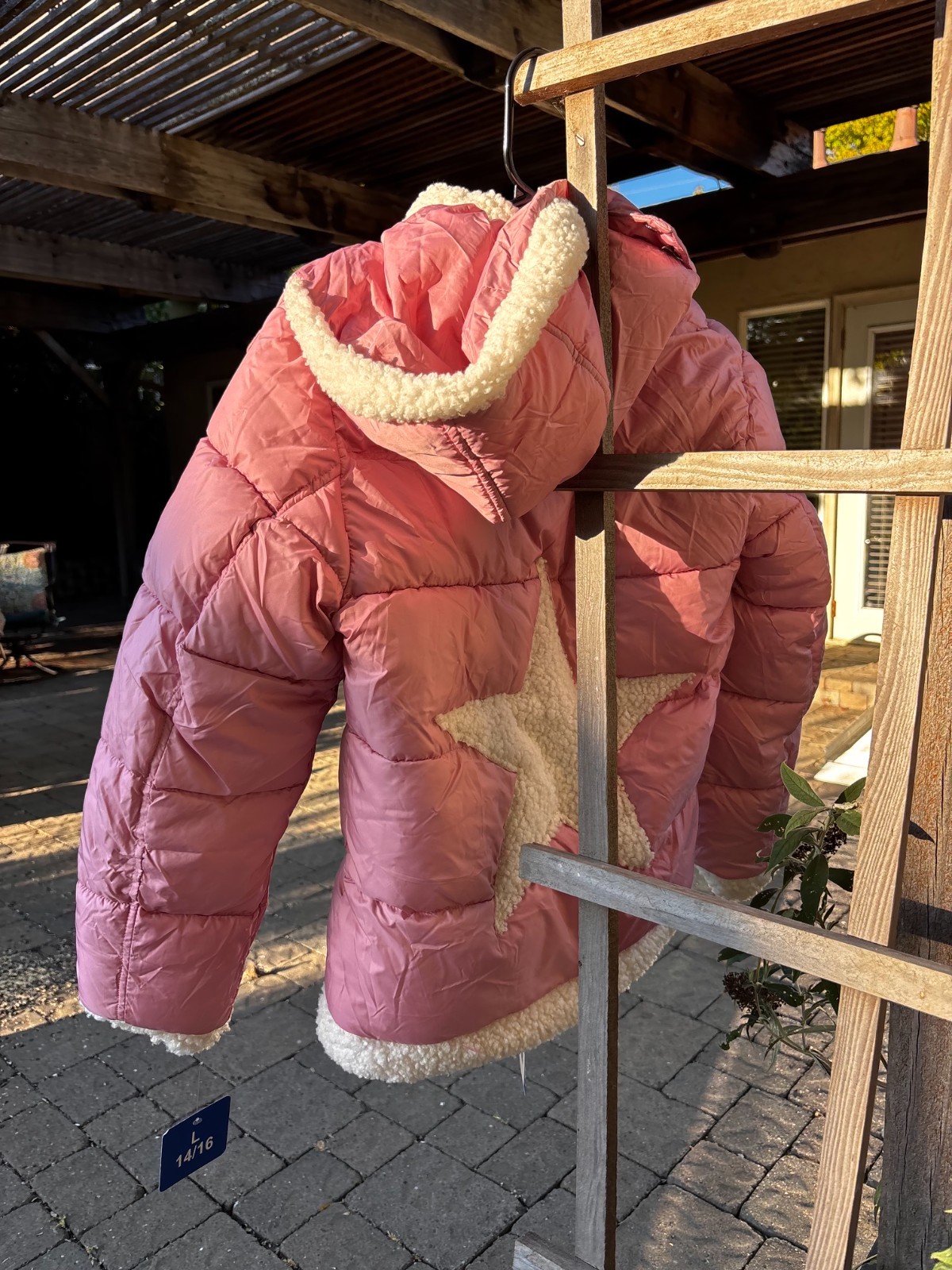 Sam Edelman girl’s puffer jacket sherpa trim LARGE 14/16 PINK