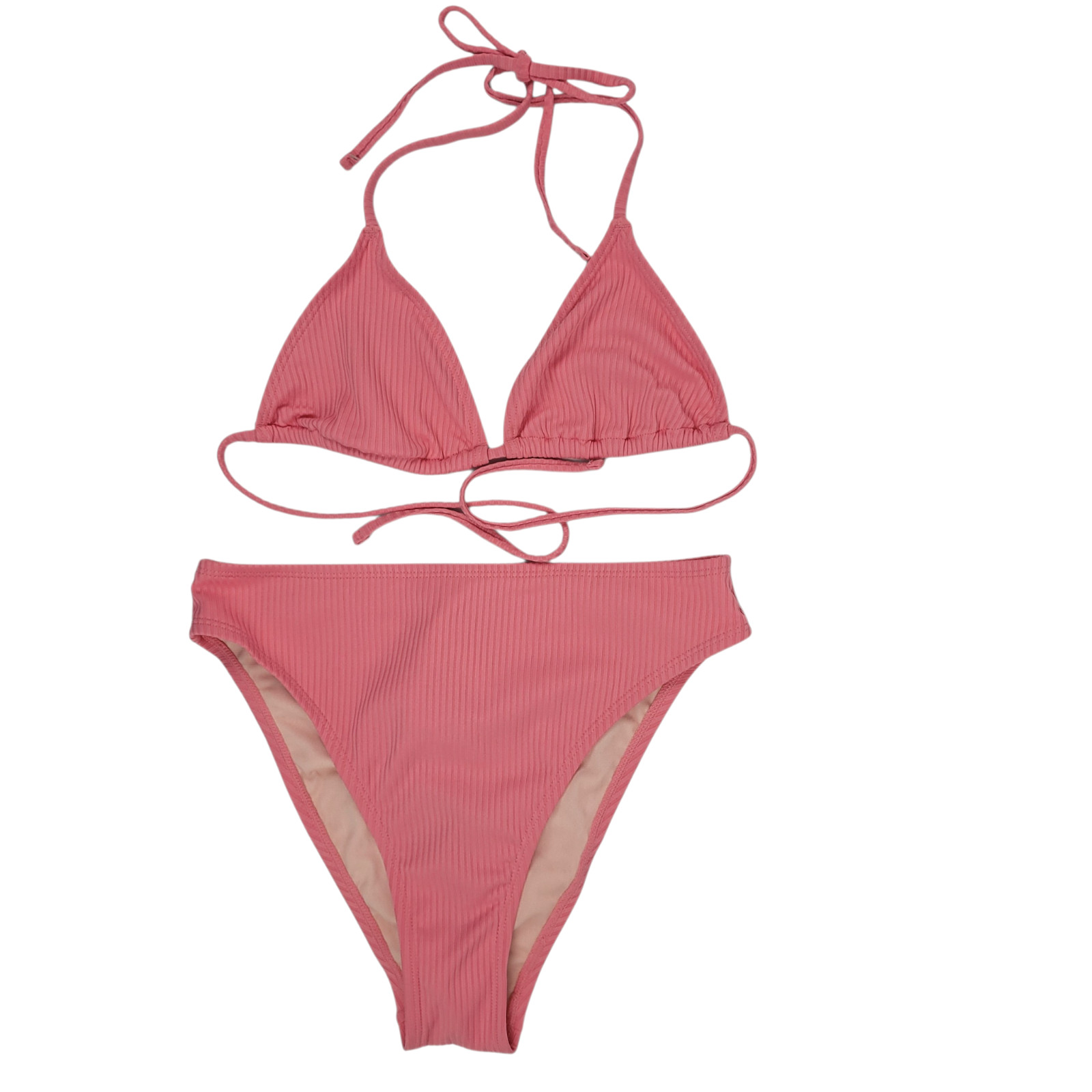 Cupshe Bikini 2 Piece Women’s Pink Ribbed Beach Vacation Sexy Feminine Summer