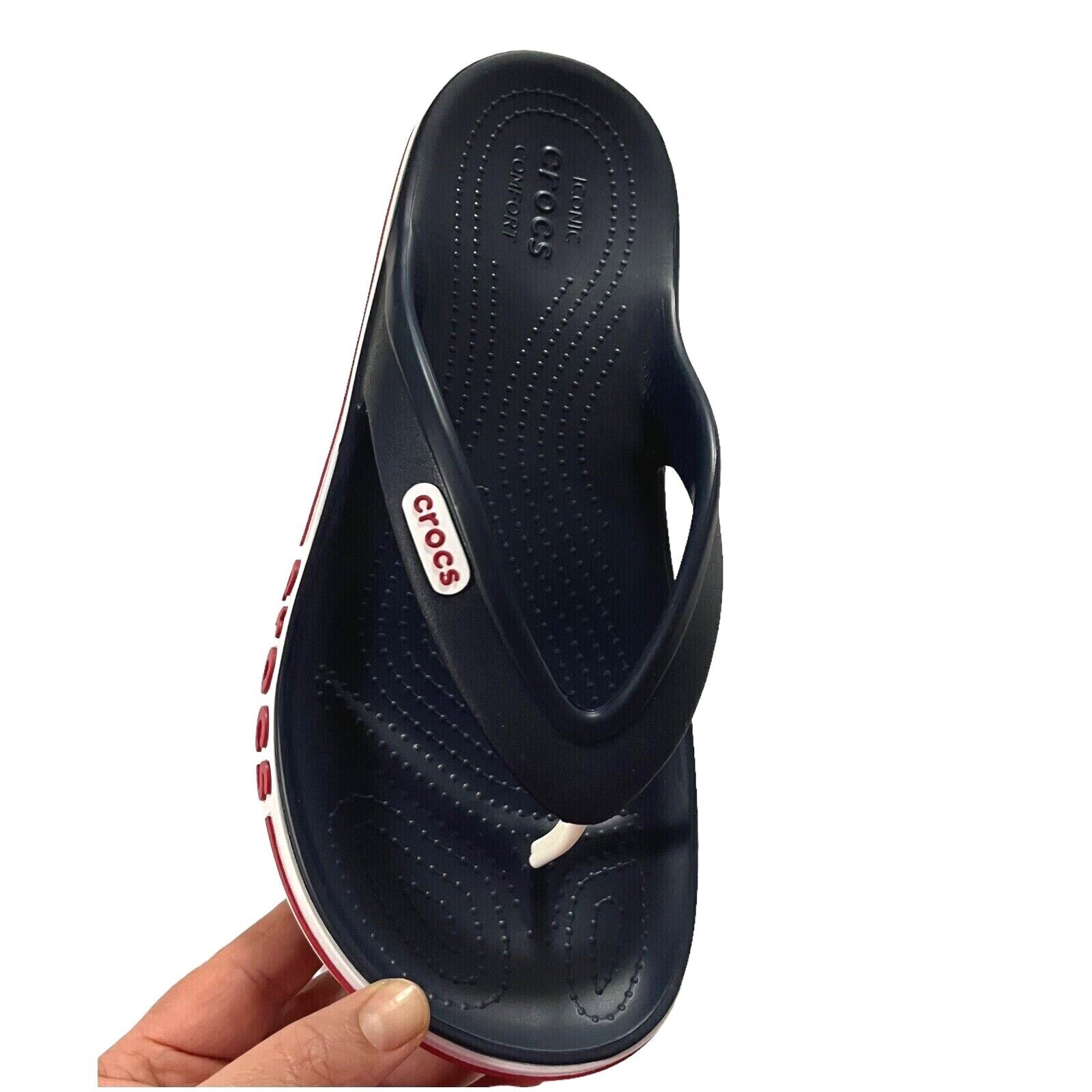 Crocs Bayaband Mens Flip Flop Sandal Sz 10 Navy Blue Water Friendly Lightweight