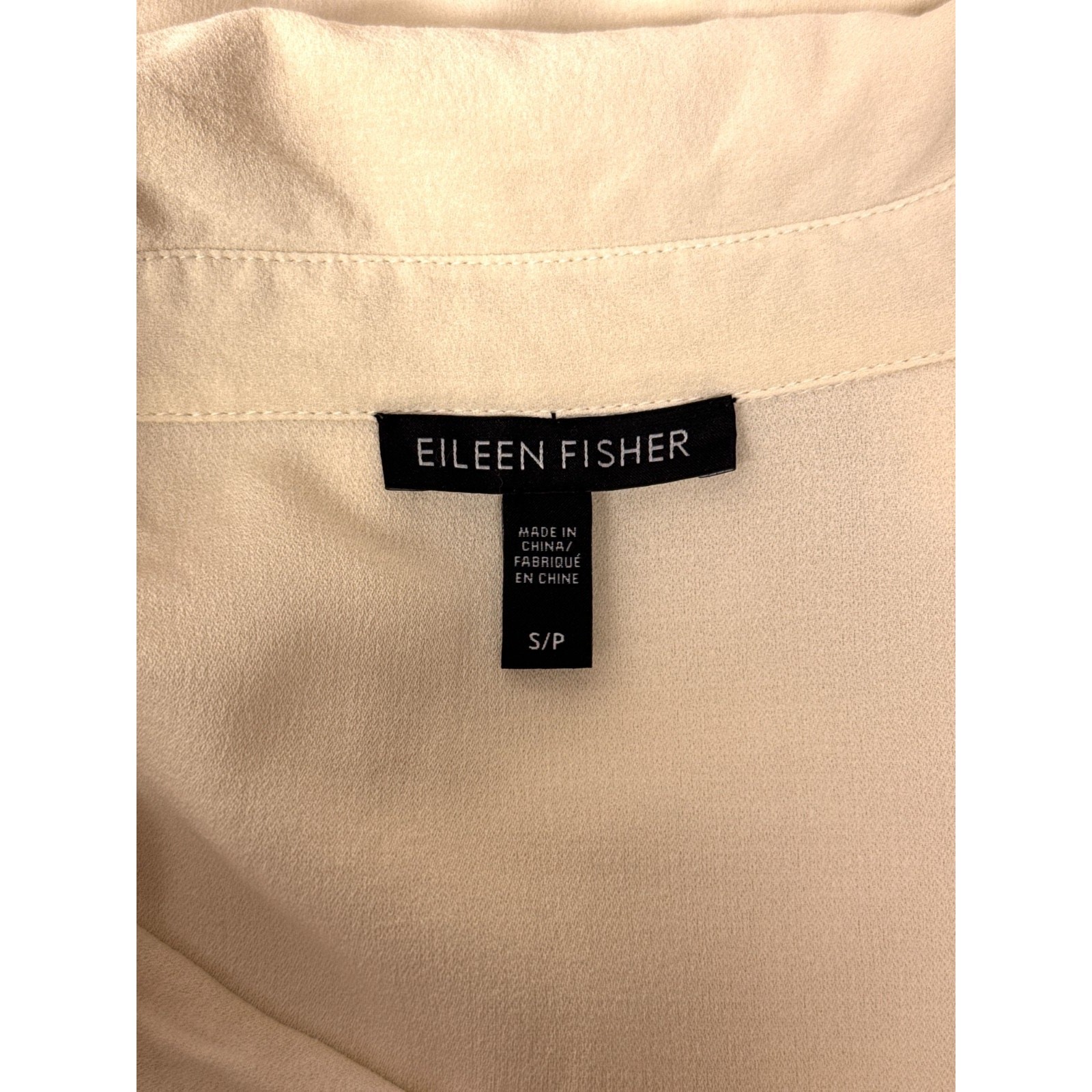Eileen Fisher Tunic Top Small Womens Silk Georgette Crepe Button Long Sleeve