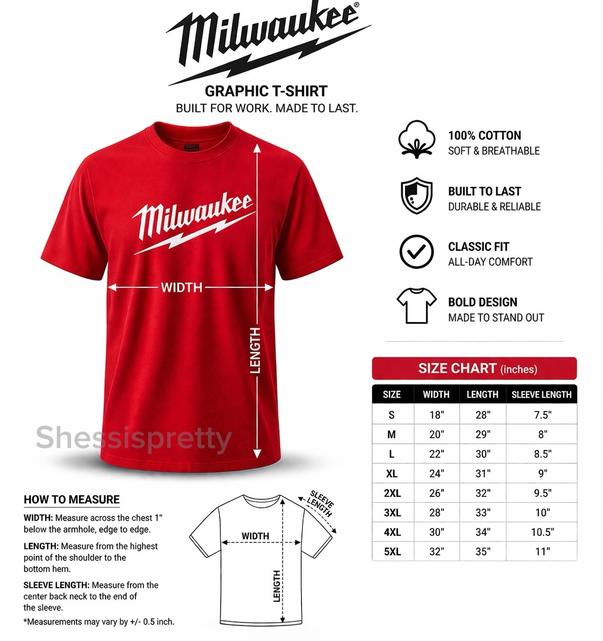 Milwaukee Shirt Men’s Clothing Milwaukee Tools Equipment Size S-2XL