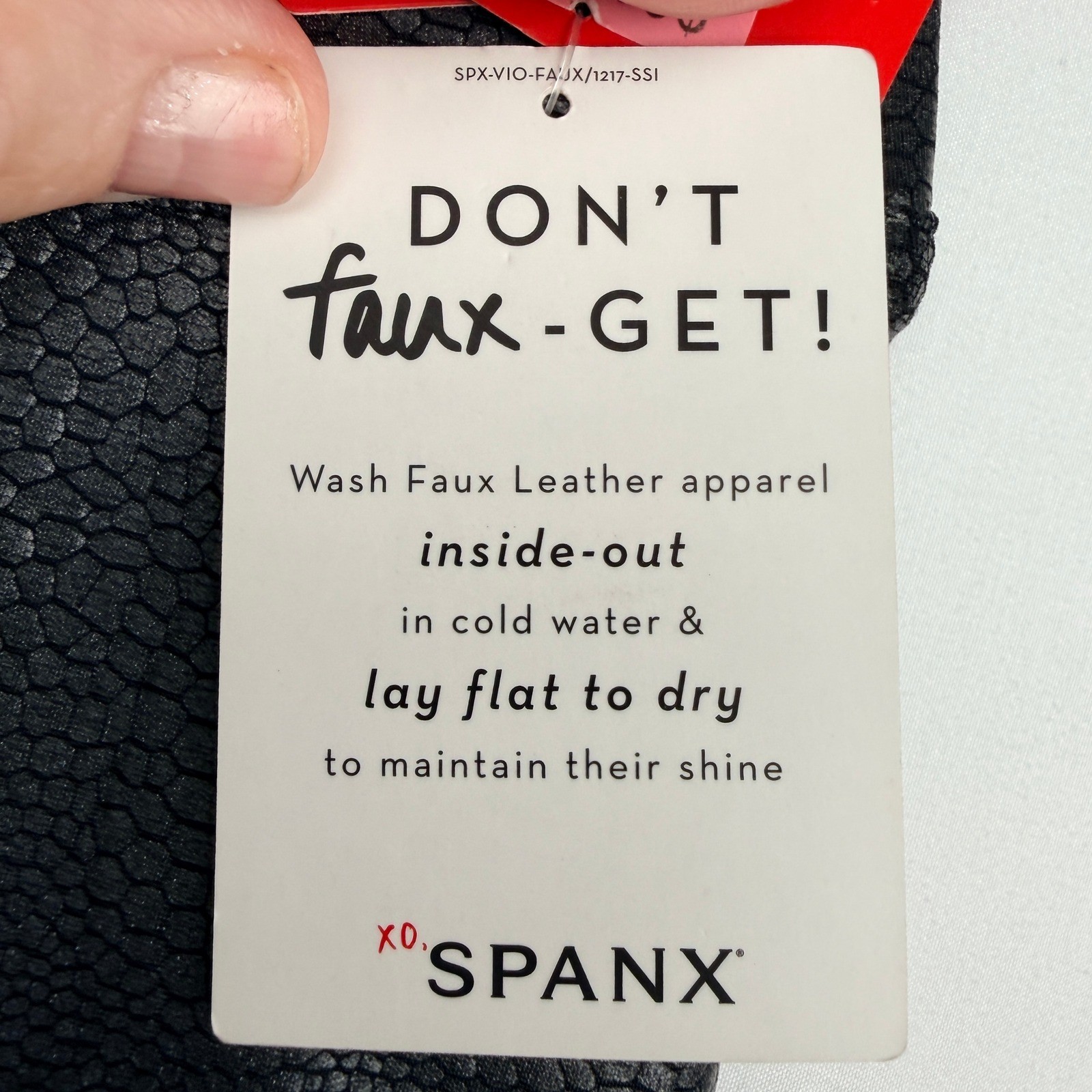 Spanx Faux Leather Snake Embossed Leggings Size M Black SPX-VIO-FAUX