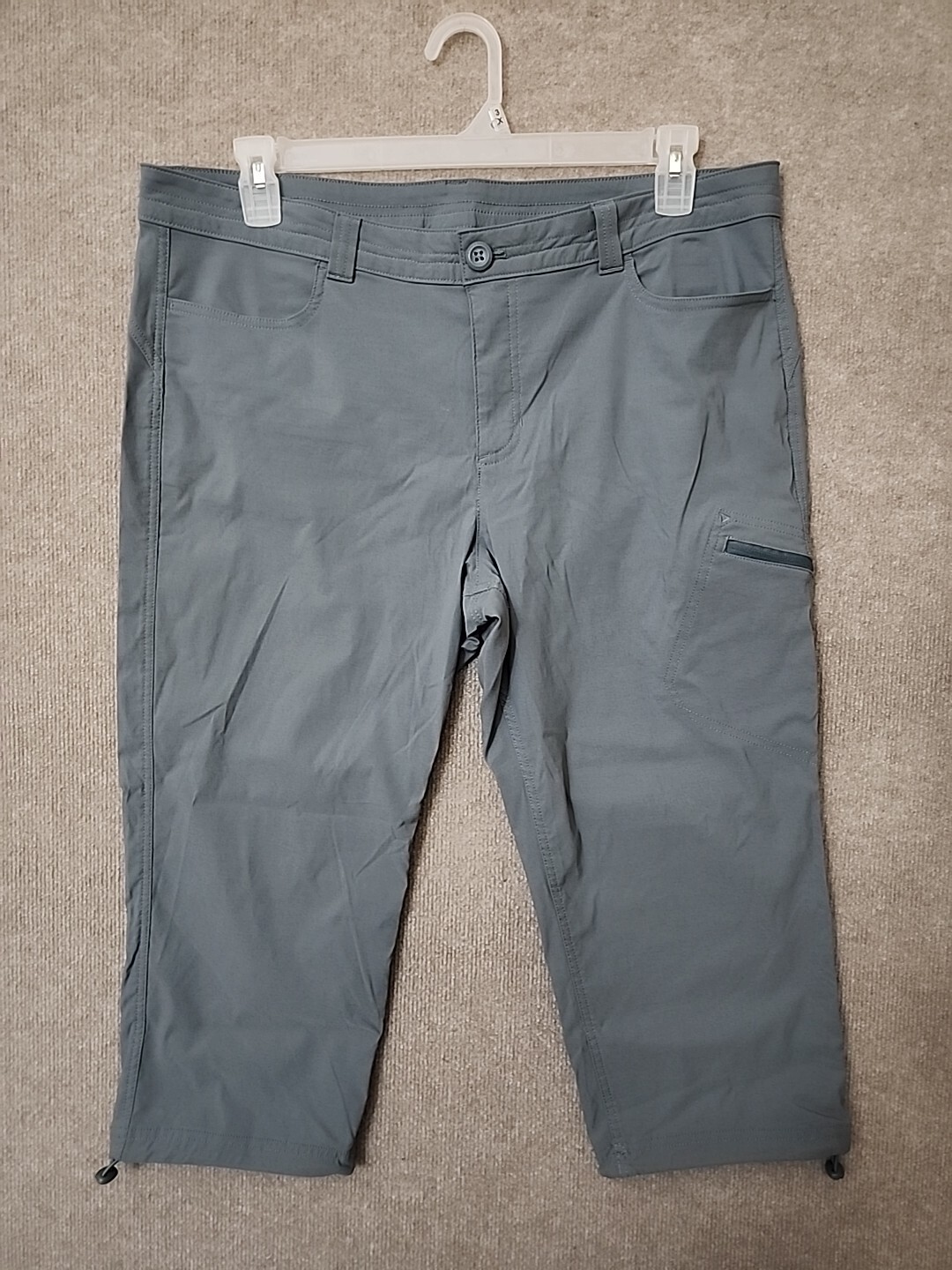 Eddie Bauer Rainier Capri Pants Womens 16 Gray Nylon Stretch Hiking UPF 50+