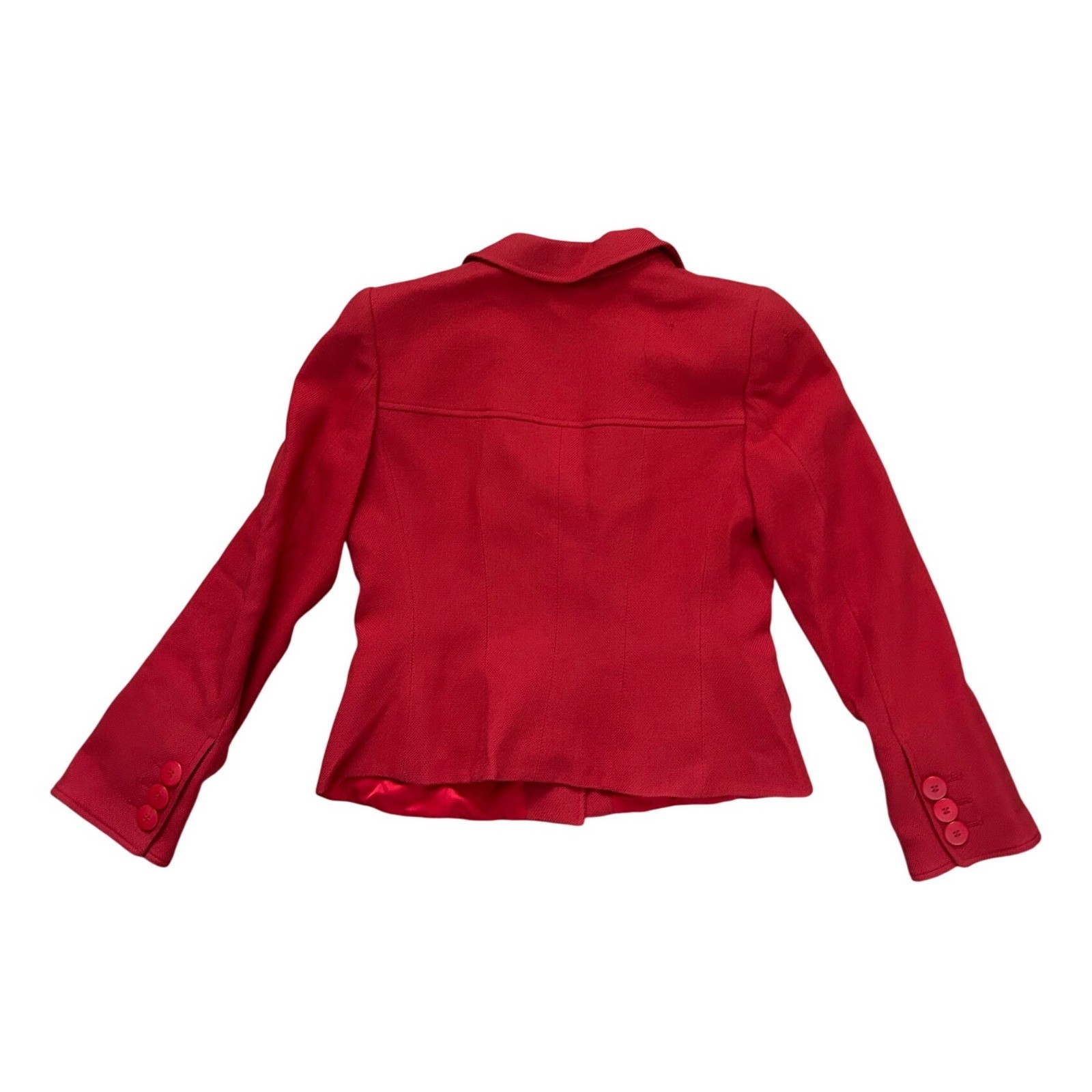 Armani Collezioni Red Virgin Wool Blazer Jacket Size 6 Made in Italy Luxury