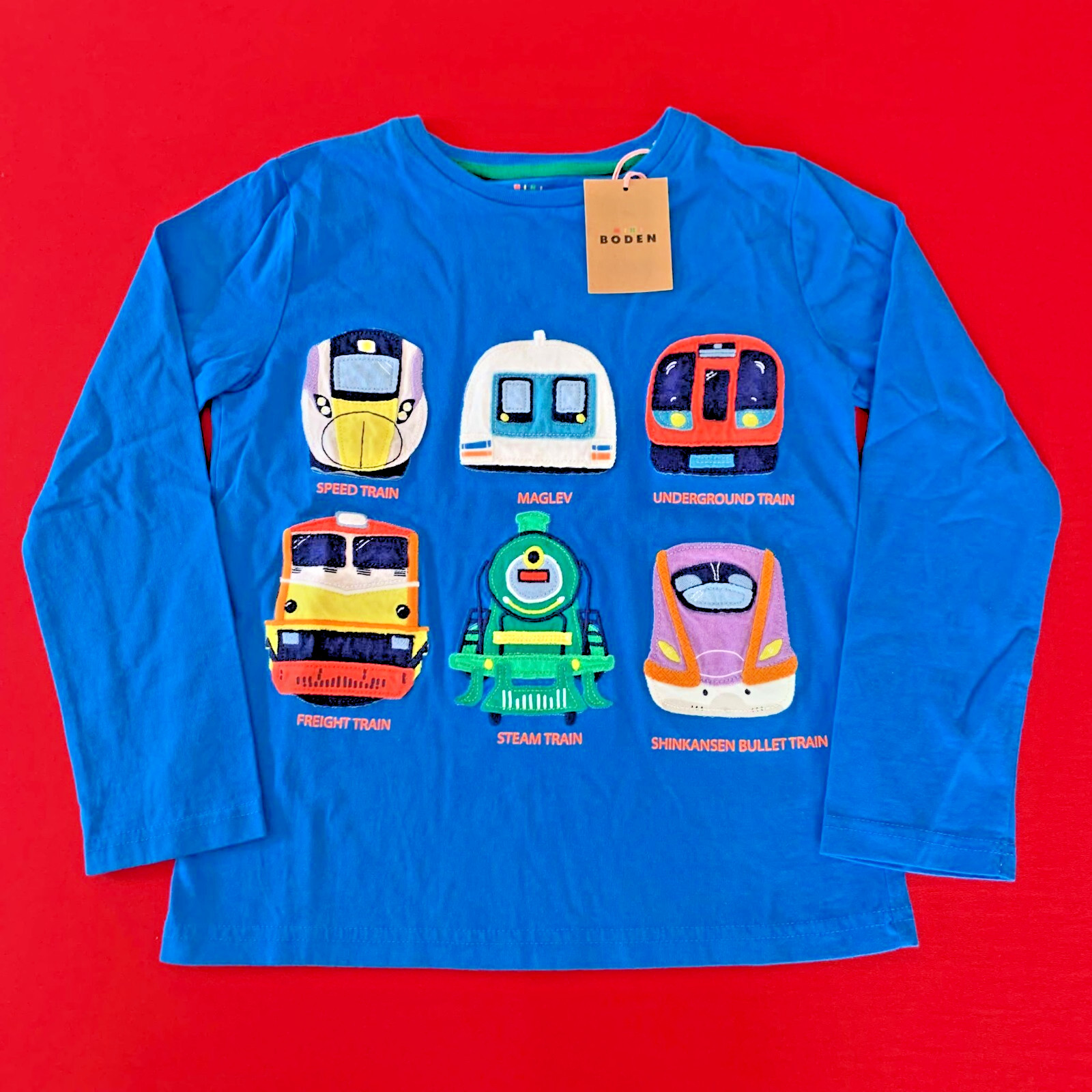 MINI BODEN Awesome Speed Train Appliqué Shirt. 11-12 Years, 152 cm