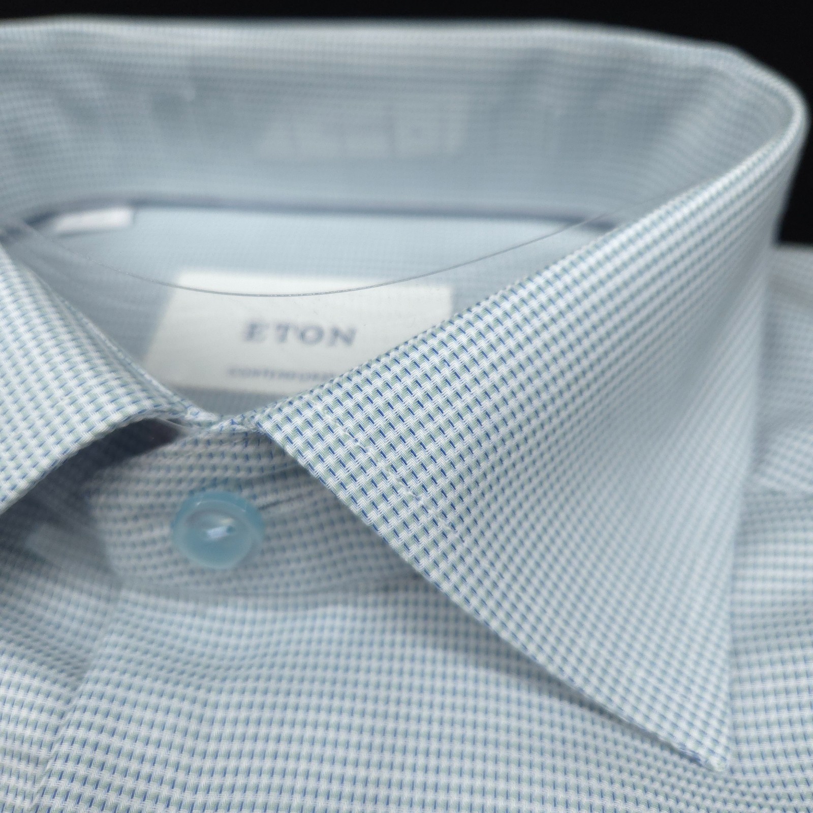 Eton Dress Button Shirt -16.5 37- Slate Blue White Contemporary ROYAL TWILL slim