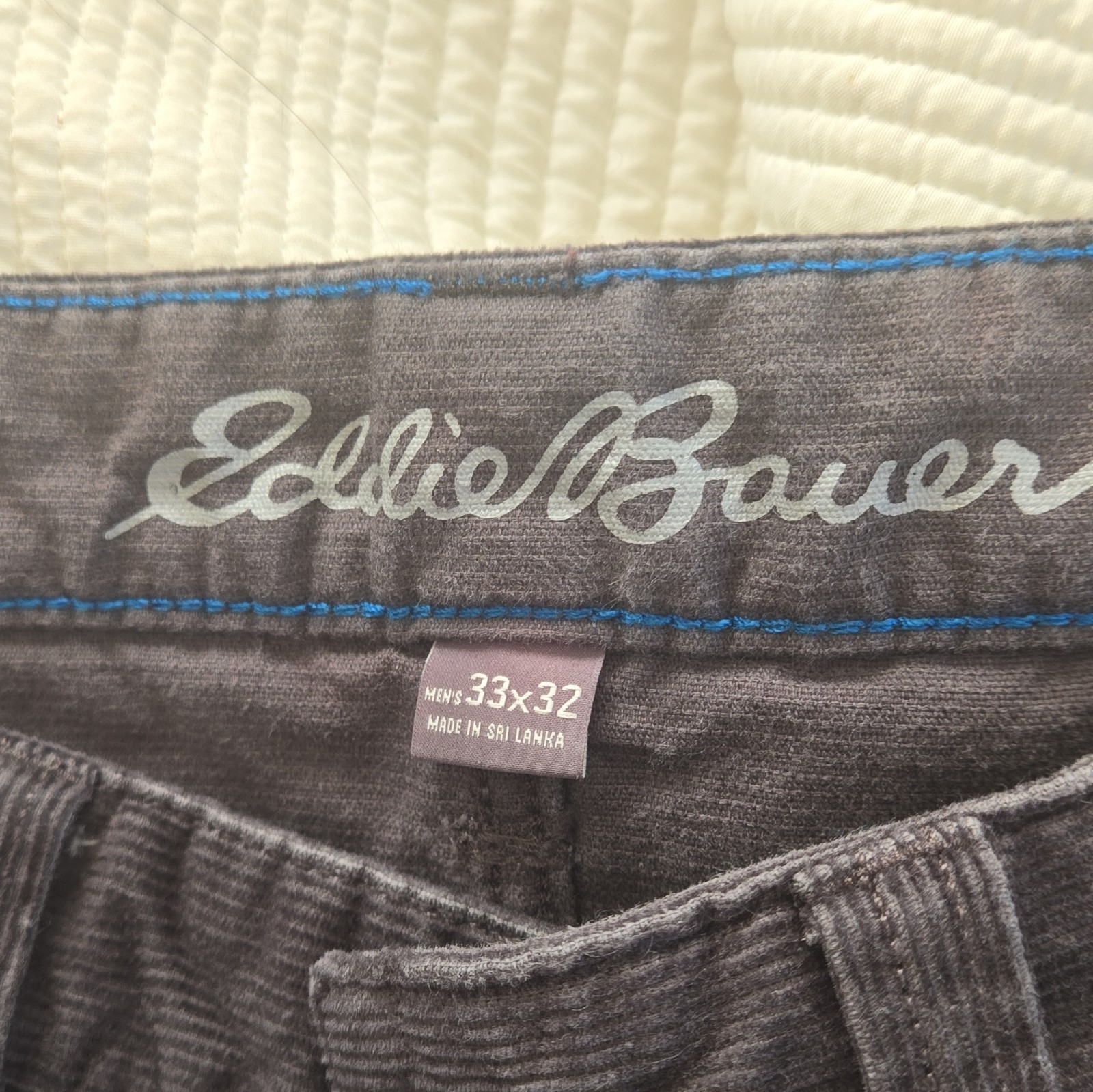Eddie Bauer Men’s Gray Corduroy Pants Straight Leg Regular Fit 33W