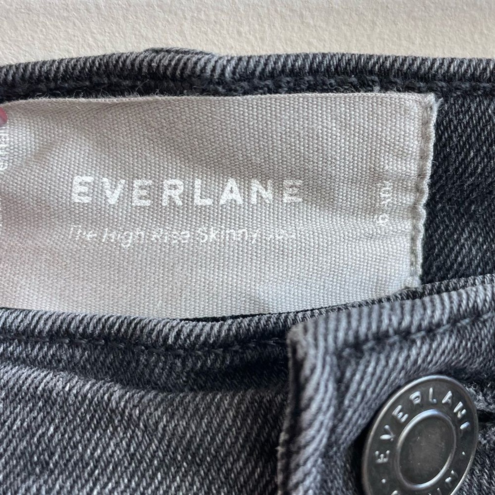 Everlane The High Rise Skinny Ankle Jean Button Fly Black Denim