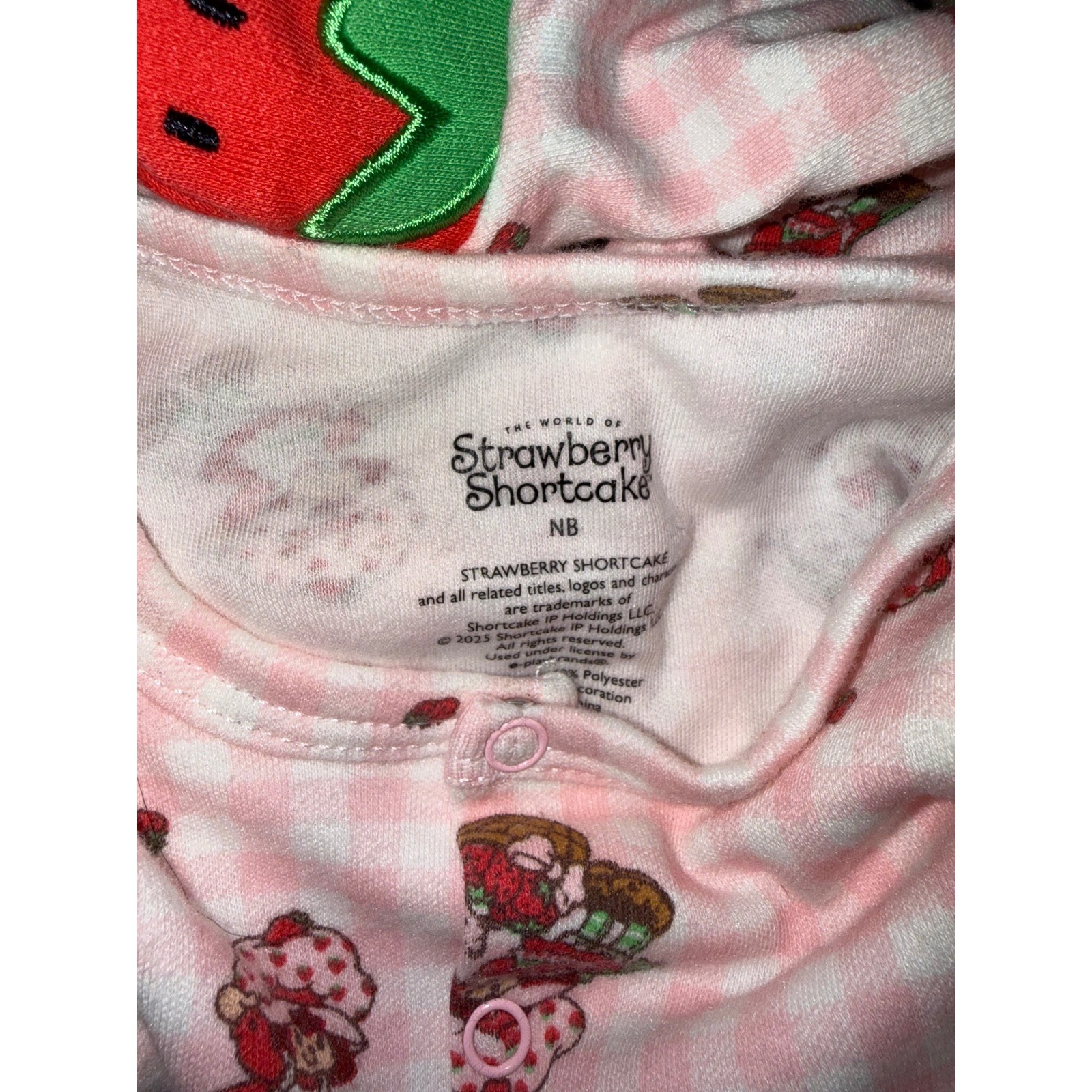 Strawberry Shortcake Pink Gingham Footed Sleeper Pajamas Newborn NB