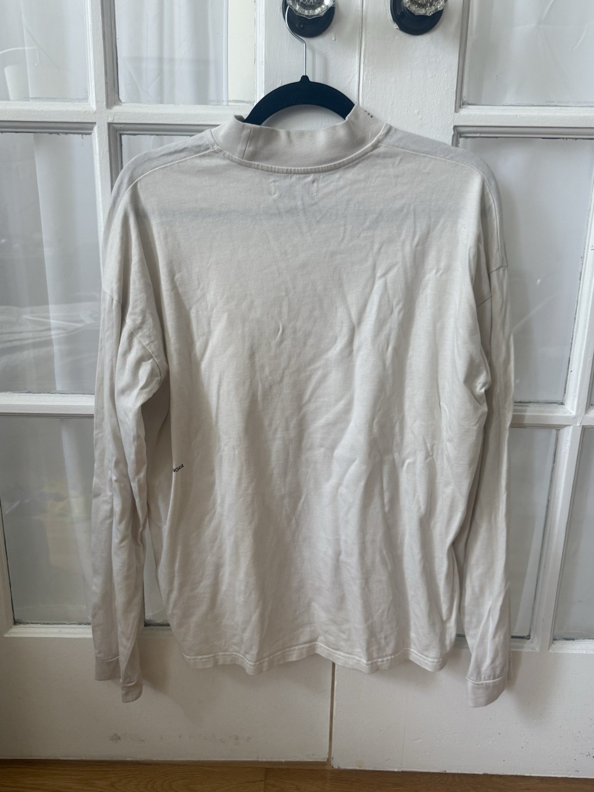 PANGAIA Men’s White Mock Neck Long Sleeve T-Shirt Organic Cotton Seacell