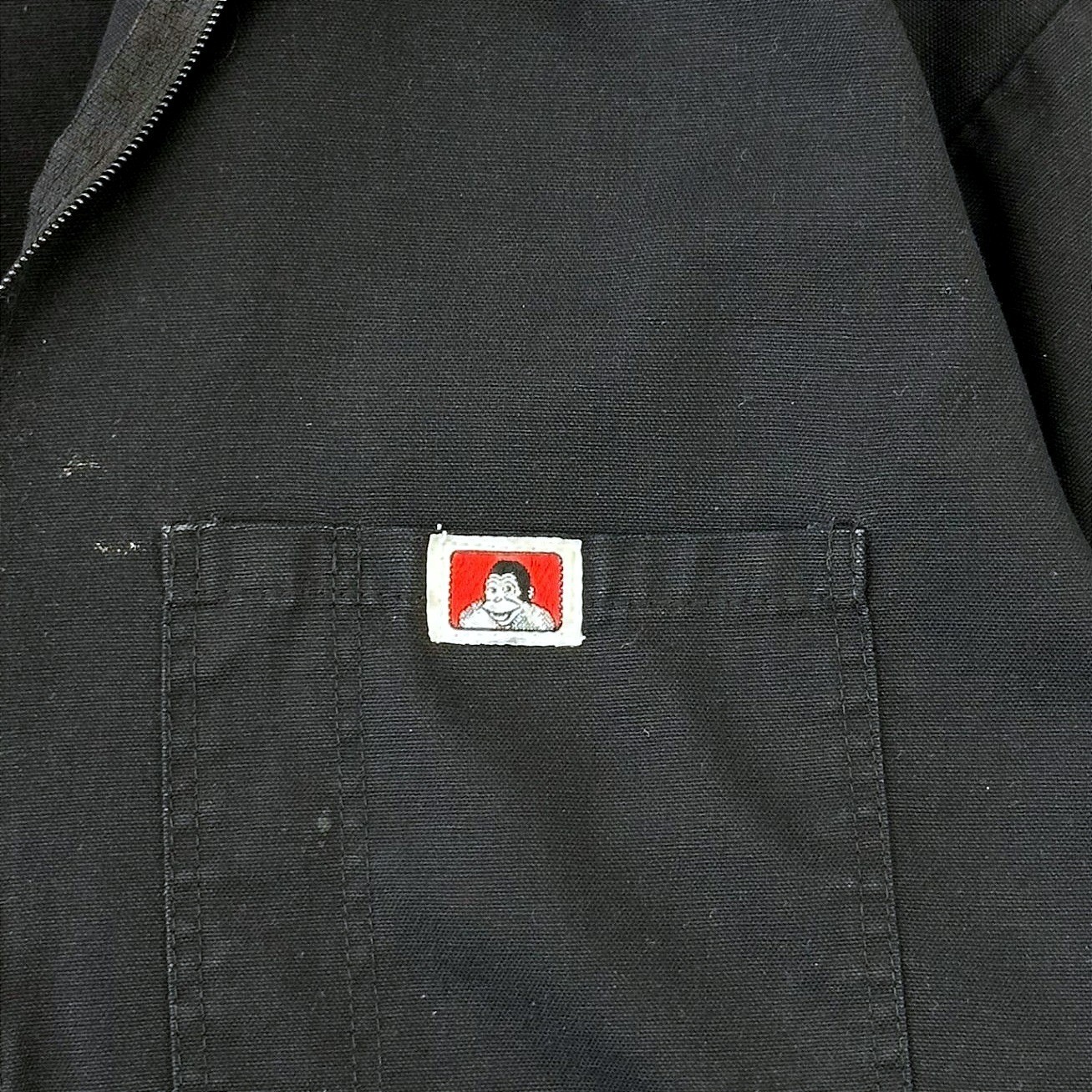 Vintage Ben Davis 1/2 Zip Work Shirt Mens XL Black Long Sleeve Canvas Pullover