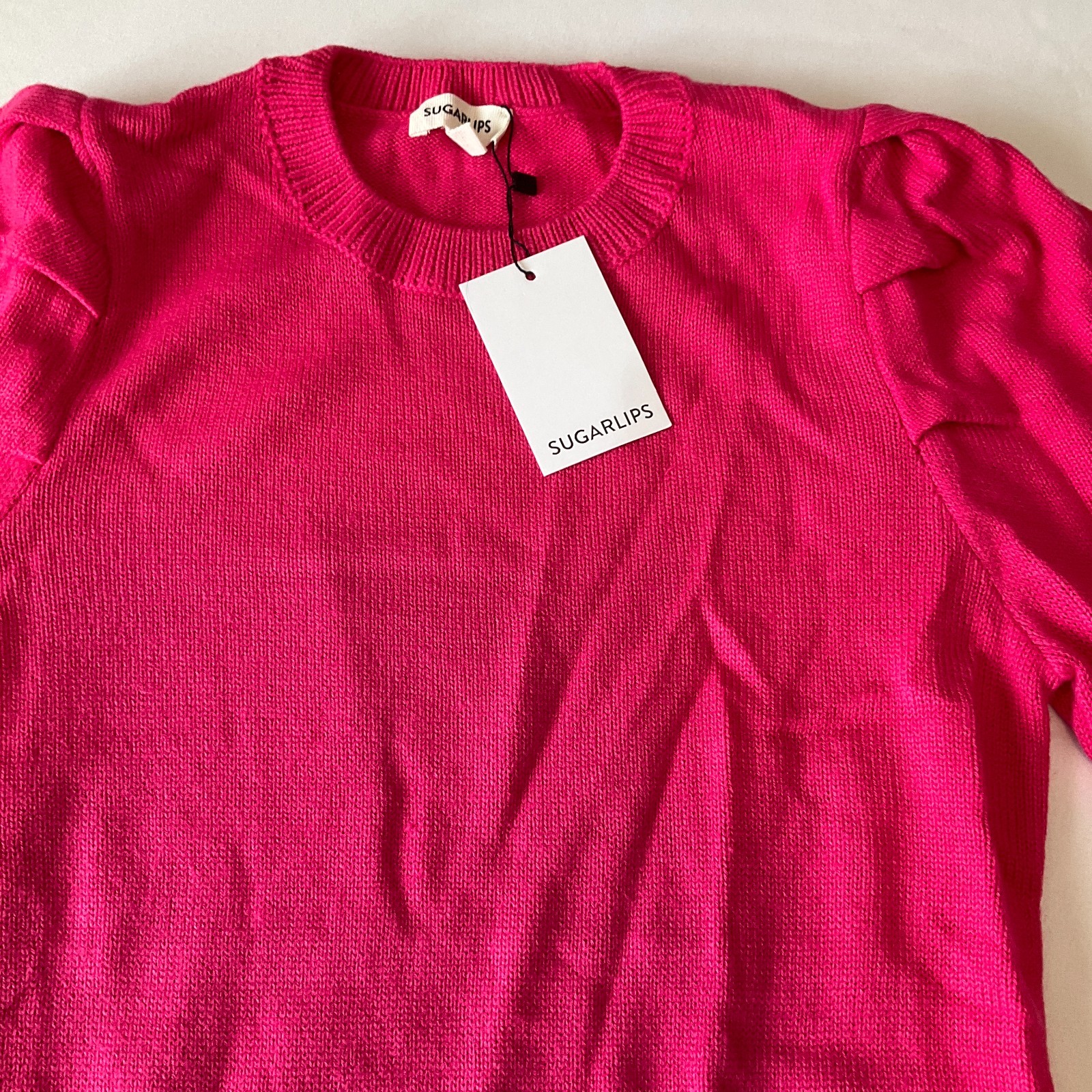 Sugarlips Pullover Sweater Womens Size M Pink Long Sleeve Stretch Knit