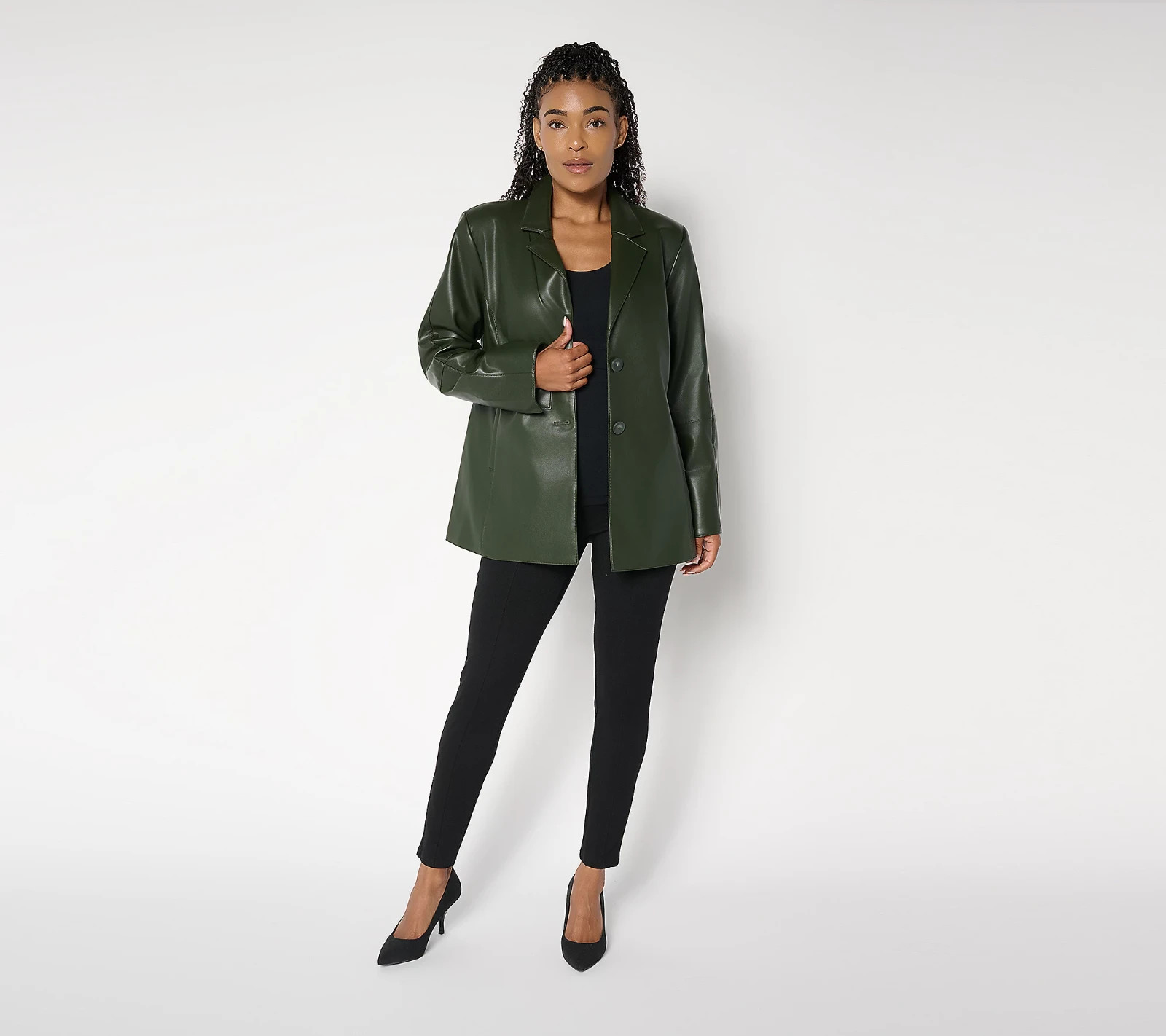 Dennis Basso Regular Luxe Faux Leather Jacket NWT A659814