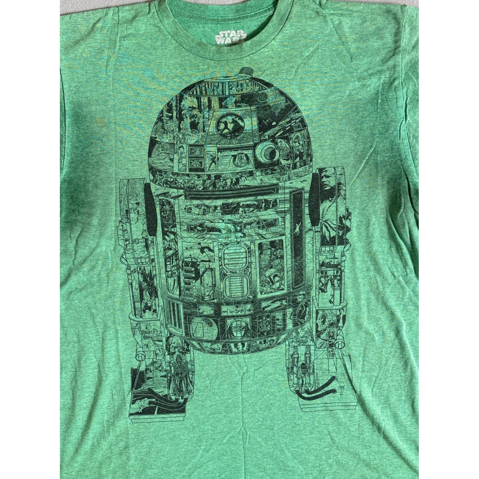 Star Wars R2-D2 Graphic T-Shirt Mens Large Fifth Sun Heather Green Short Sleeve