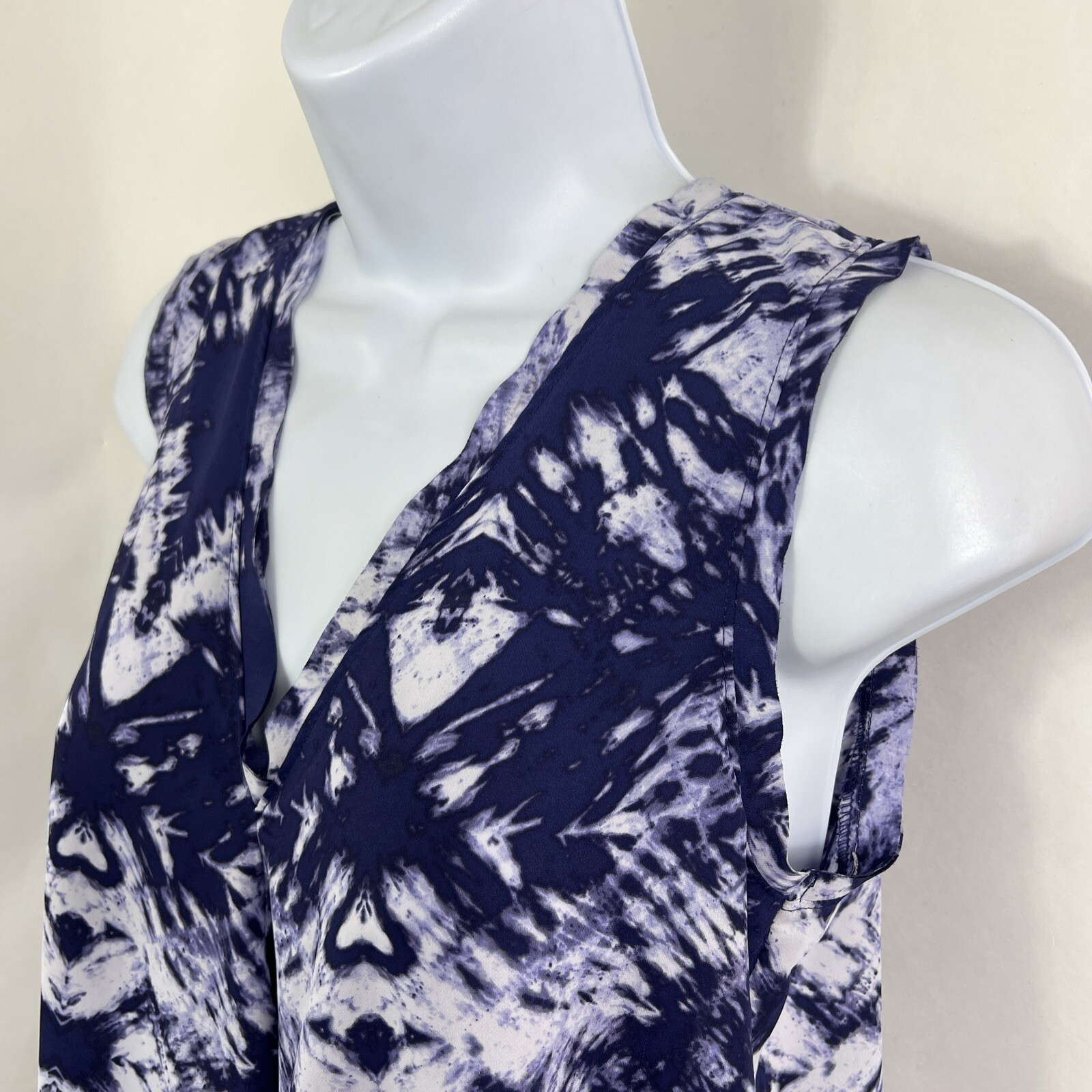 Simply Vera Vera Wang Blouse Women’s XS Sleeveless Hi/Low Purple Tie Dye Chiffon