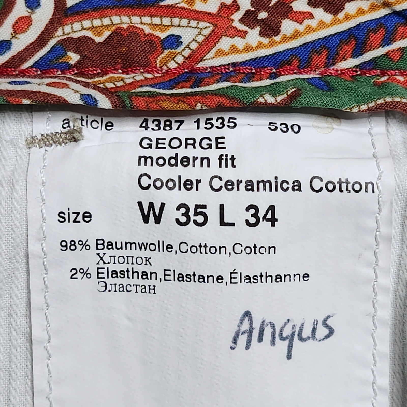 Alberto Chino Pants Mens 35×30 Hemmed Beige Cooler Ceramica Cotton Modern Fit