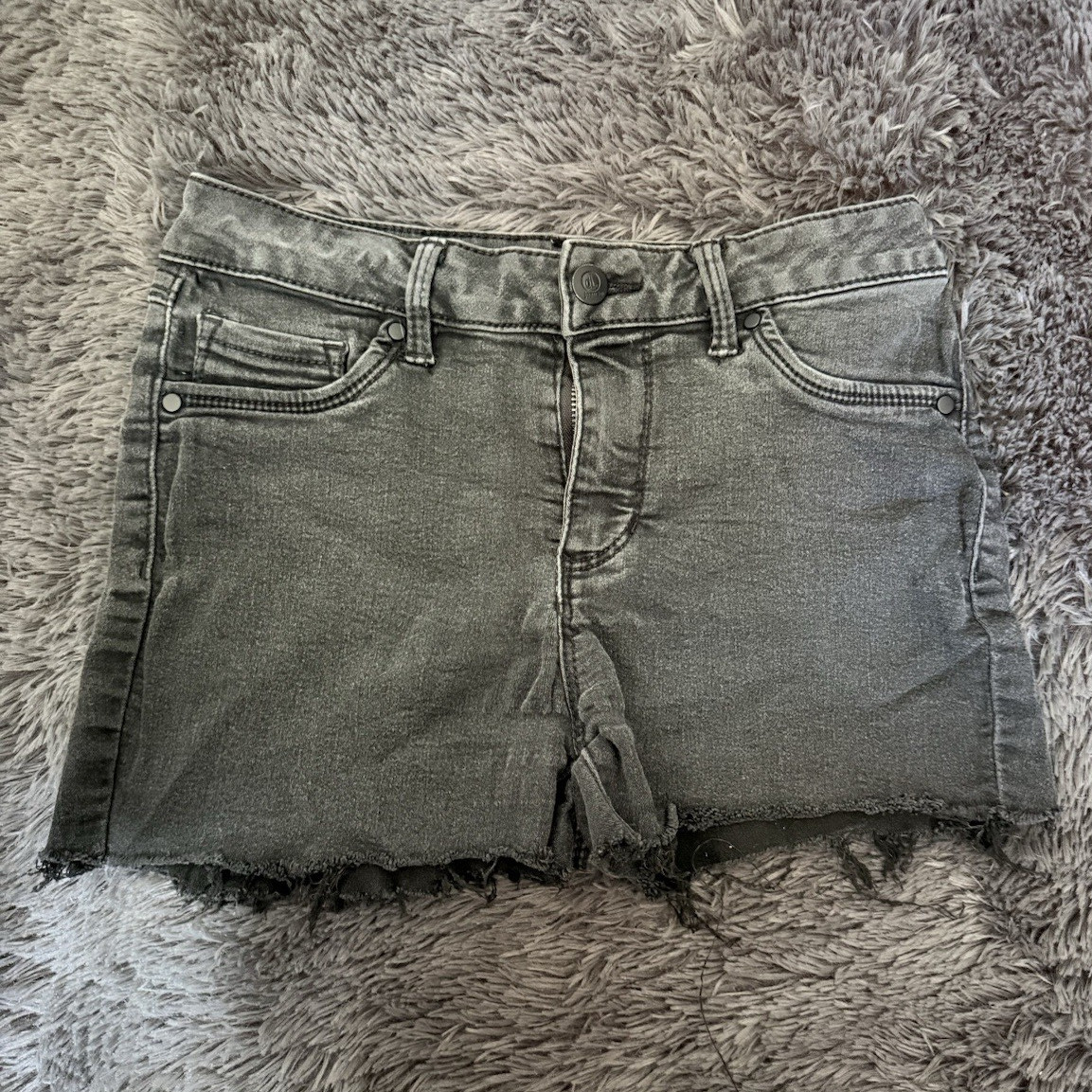 Black Denim Cut-Off Shorts Juniors Size 5 Cotton 5-Pocket Pockets Solid Casual