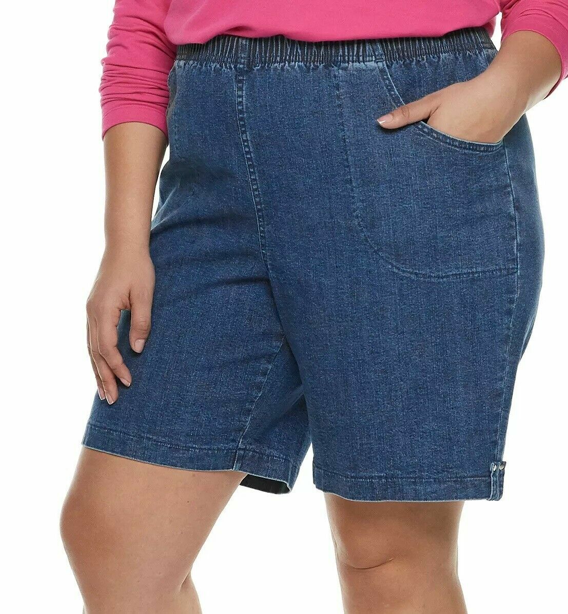 Terra & Sky /Jack David Women’s Plus Size Blue Pull on Denim jean Pants/Short