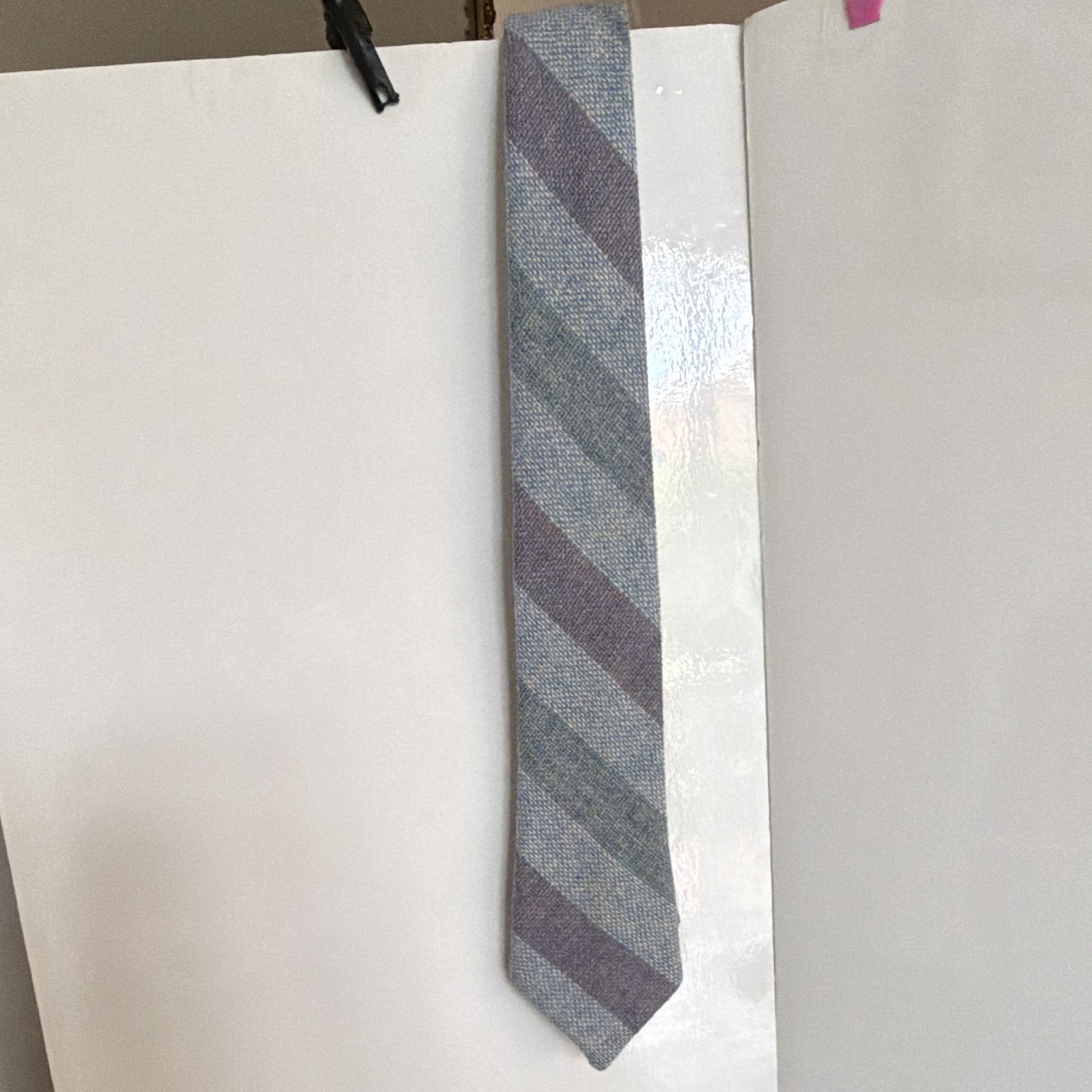 Tweedcraft Donegal Tweed Men’s Plaid Tweed Tie Blue Purple Beige Made Ireland