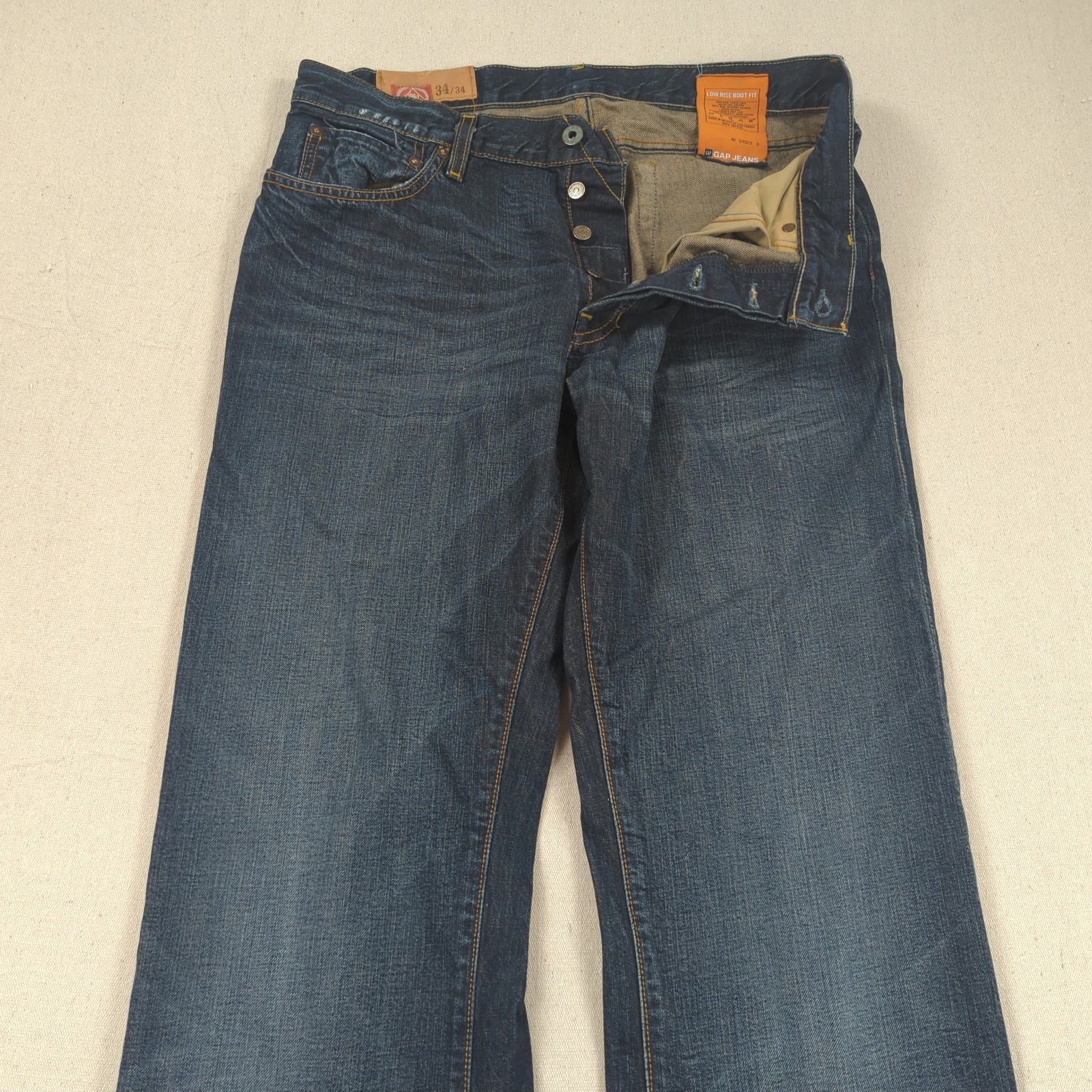 Gap 1969 Jeans Mens 34×34 Blue Low Rise Boot Cut Western Button Fly