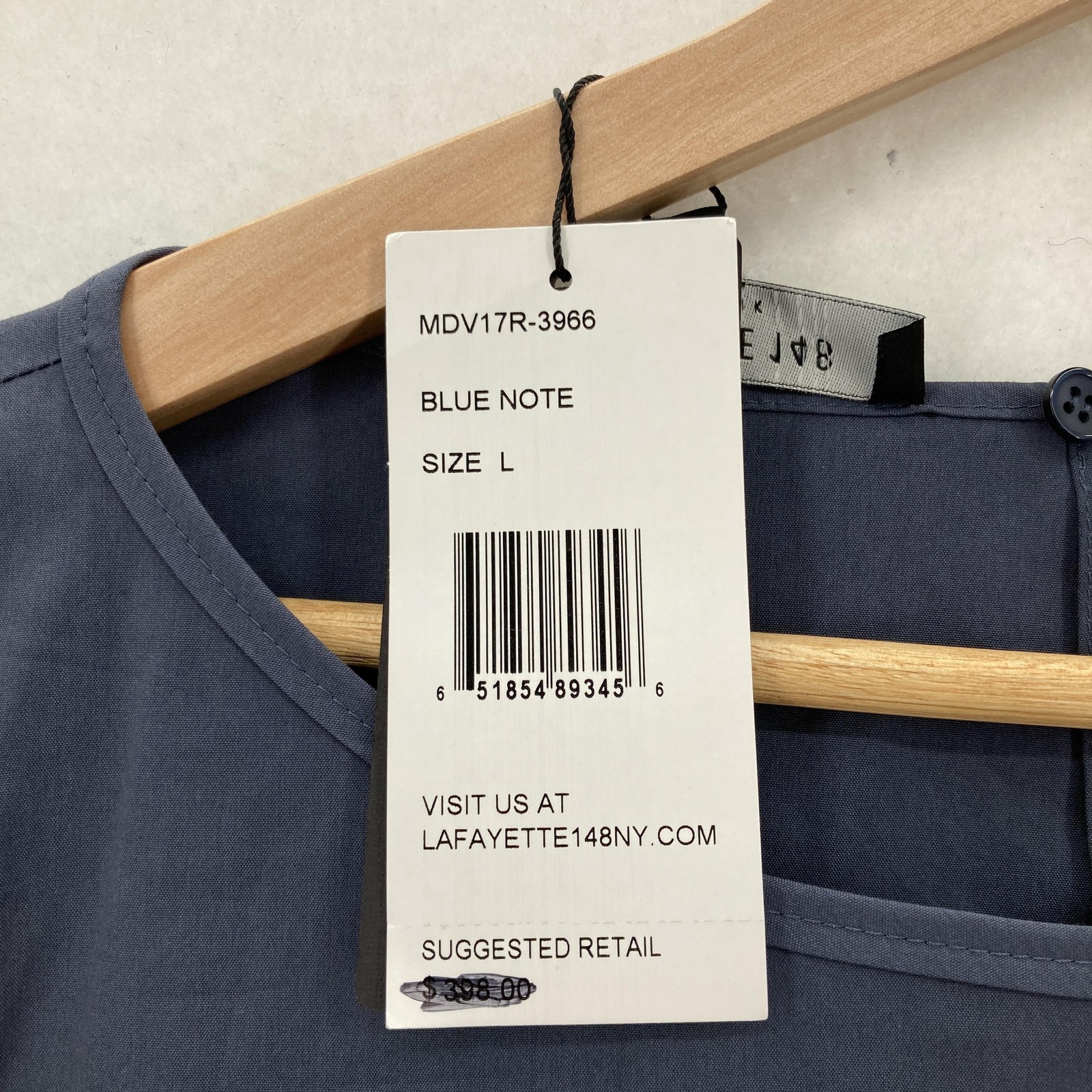 Lafayette 148 New York Dress Womens Large Blue Note Tie Cuff Shift Bow Sleeve